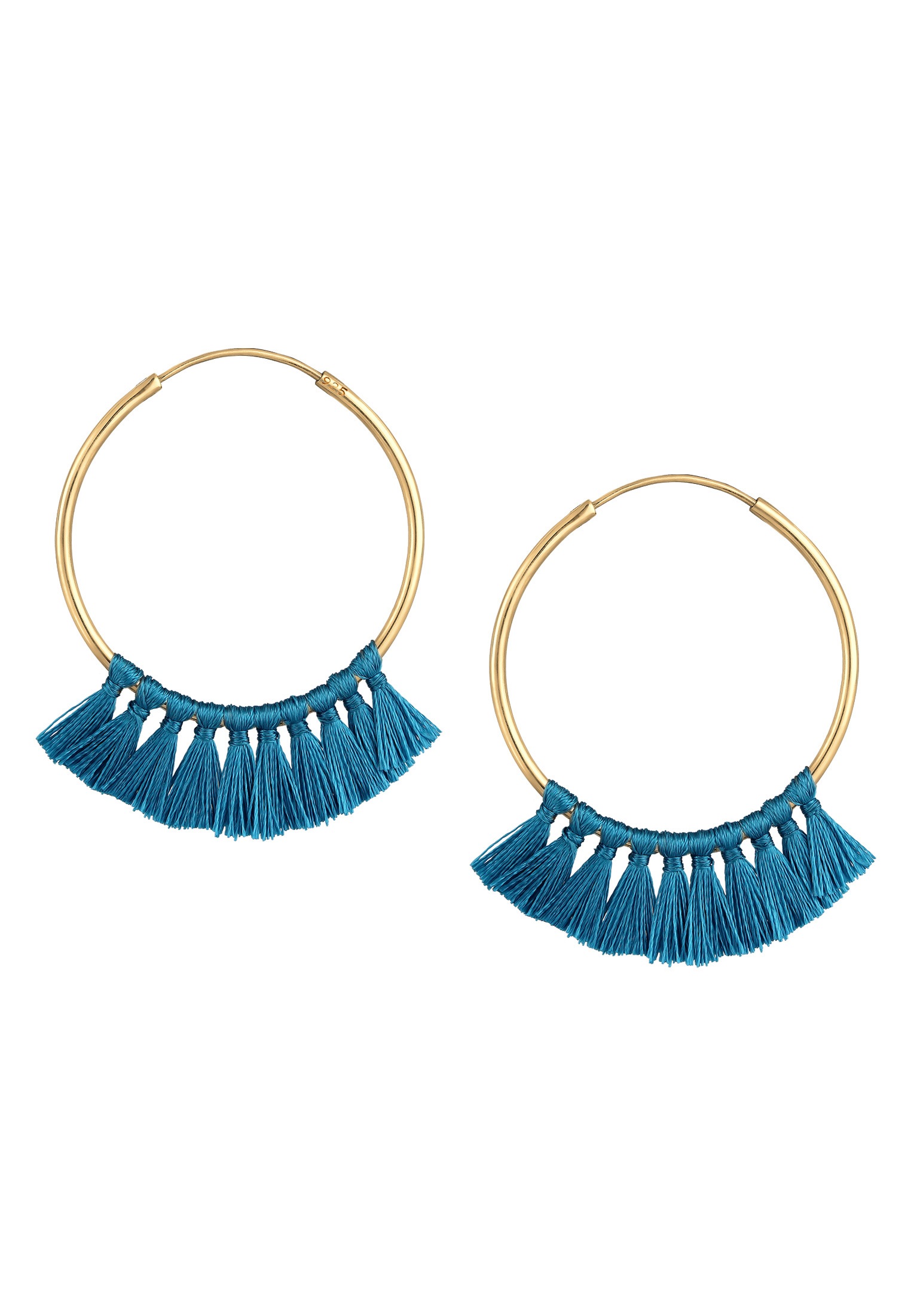 Elli Paar Creolen »Ohrringe Creole Tassel Quaste Festival Rot Boho 925 Silber vergoldet«