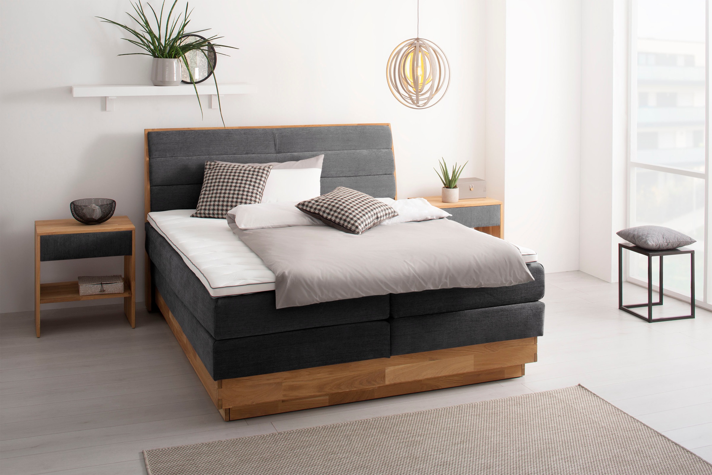 OTTO home Boxspringbett »Jenna« ohne LED-Beleuchtung, mit zertifizierten, recycelten Bezugsstoffen