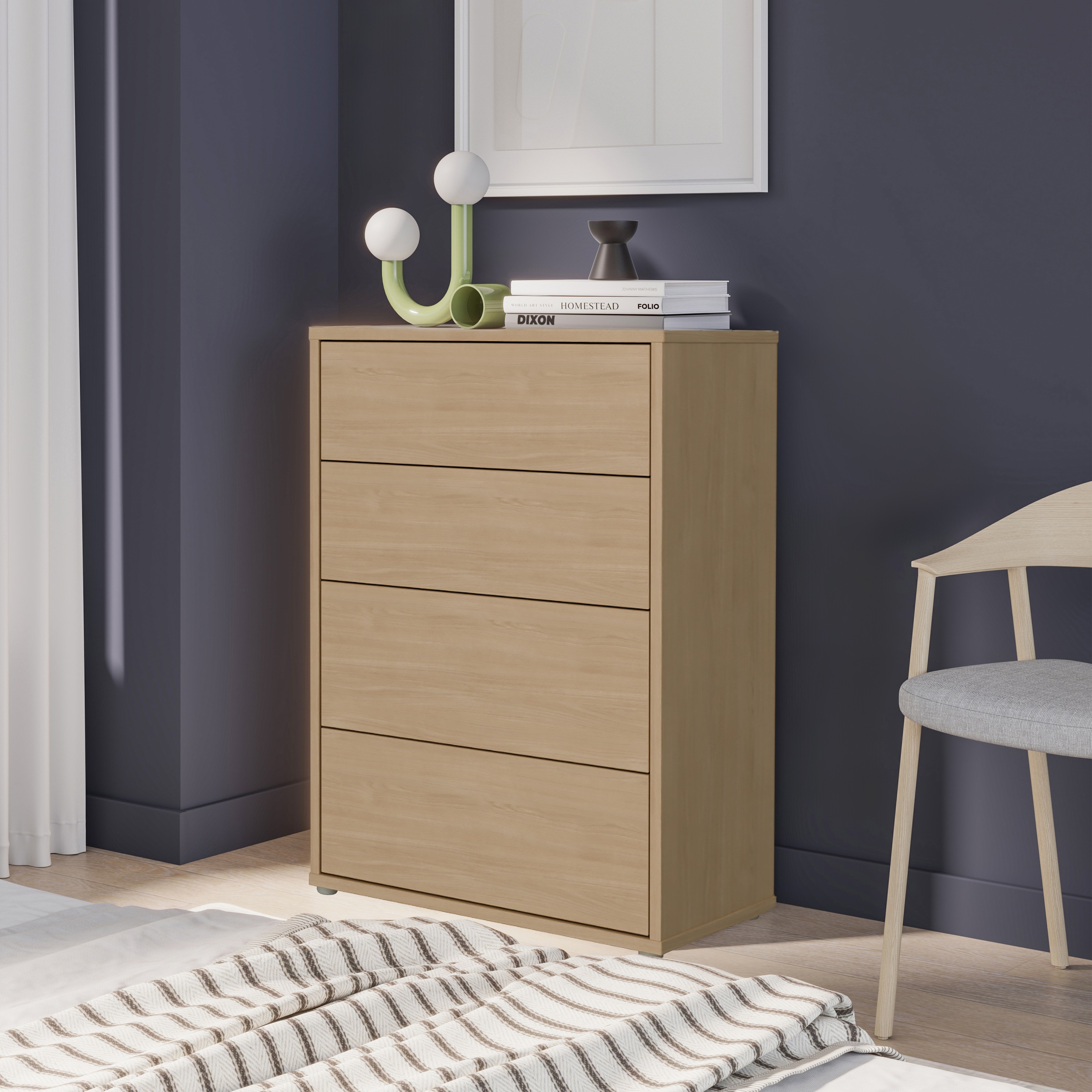 FORTE Kommode »Alice Springs, Kommode 4 Schubkästen B/H/T 74,5/99,1/34,9 cm« Schubkästen mit Vollauszug, Grifflos, Push to open