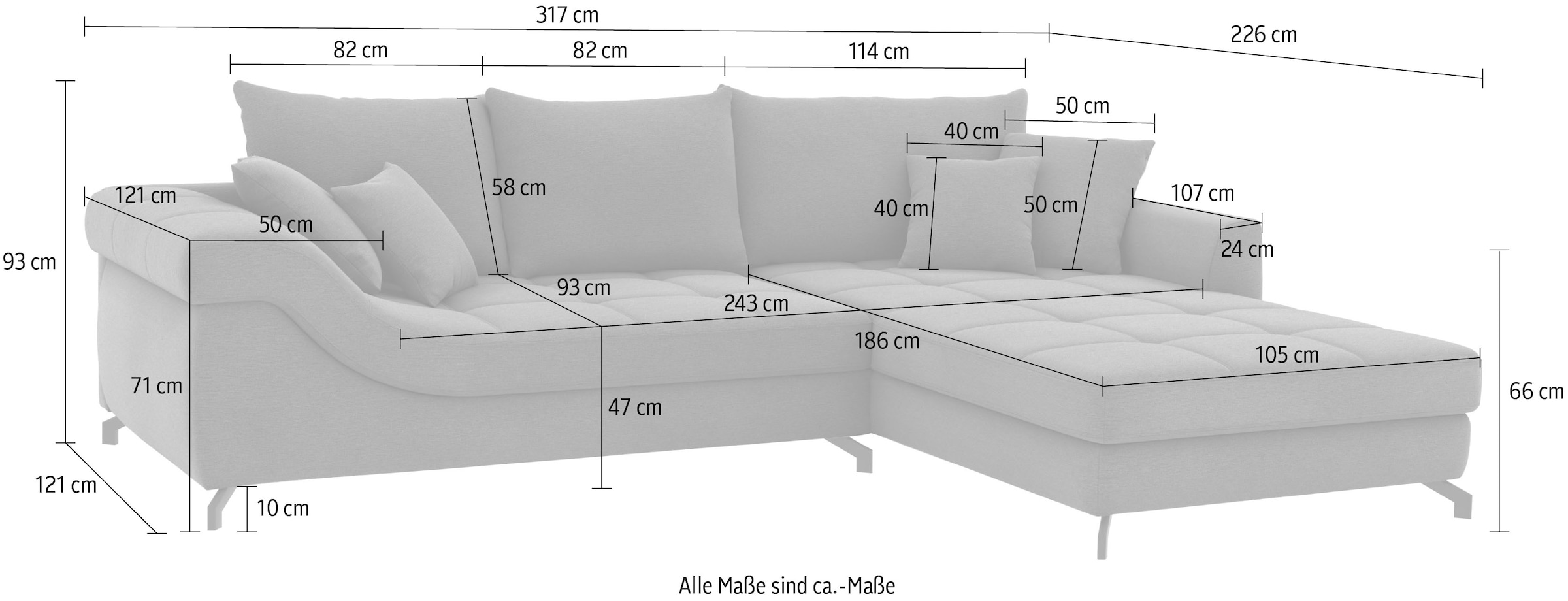 Mr. Couch Ecksofa »Taylor, L-Form, wahlweise mit Kaltschaum« wahlweise mit Kaltschaum bis 140 kg pro Sitzplatz belastbar