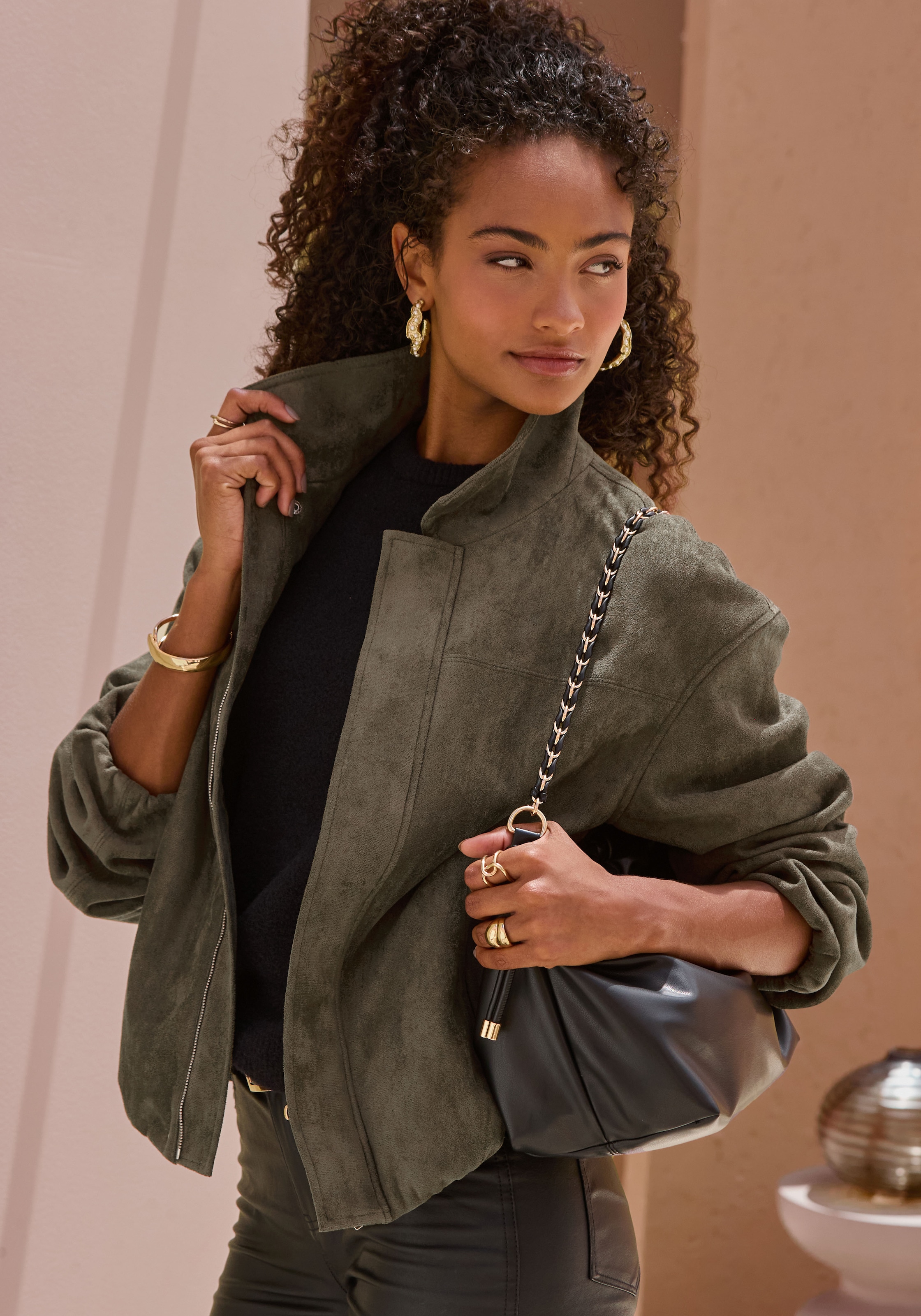 French Connection Handtasche »Umhängetasche, Schultertasche, Minibag, Henkeltasche« NEU mit elegantem goldfarbenen Kettenhenkel VEGAN