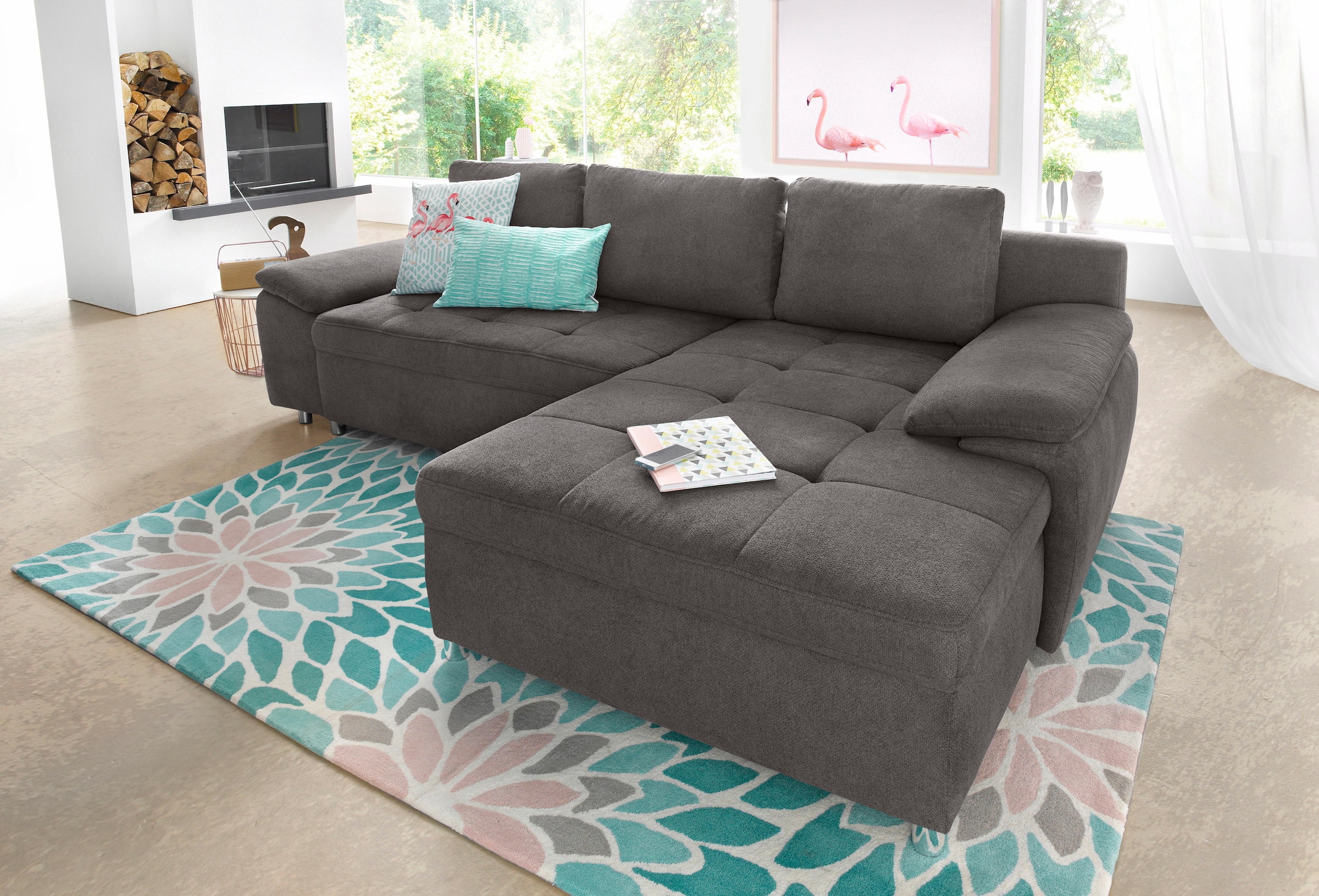 sit&more Ecksofa Labene, wahlweise mit Bettfunktion und Bettkasten, inkl. Rückenkissen