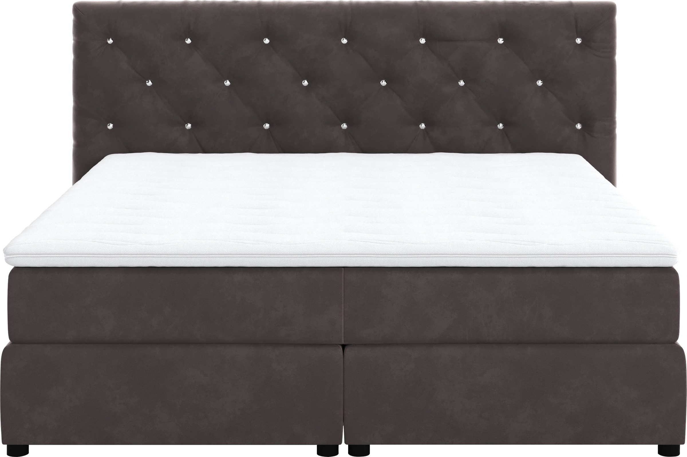 COTTA Boxspringbett »Castle«, mit Strasssteinen im Kopfteil, inkl. Topper