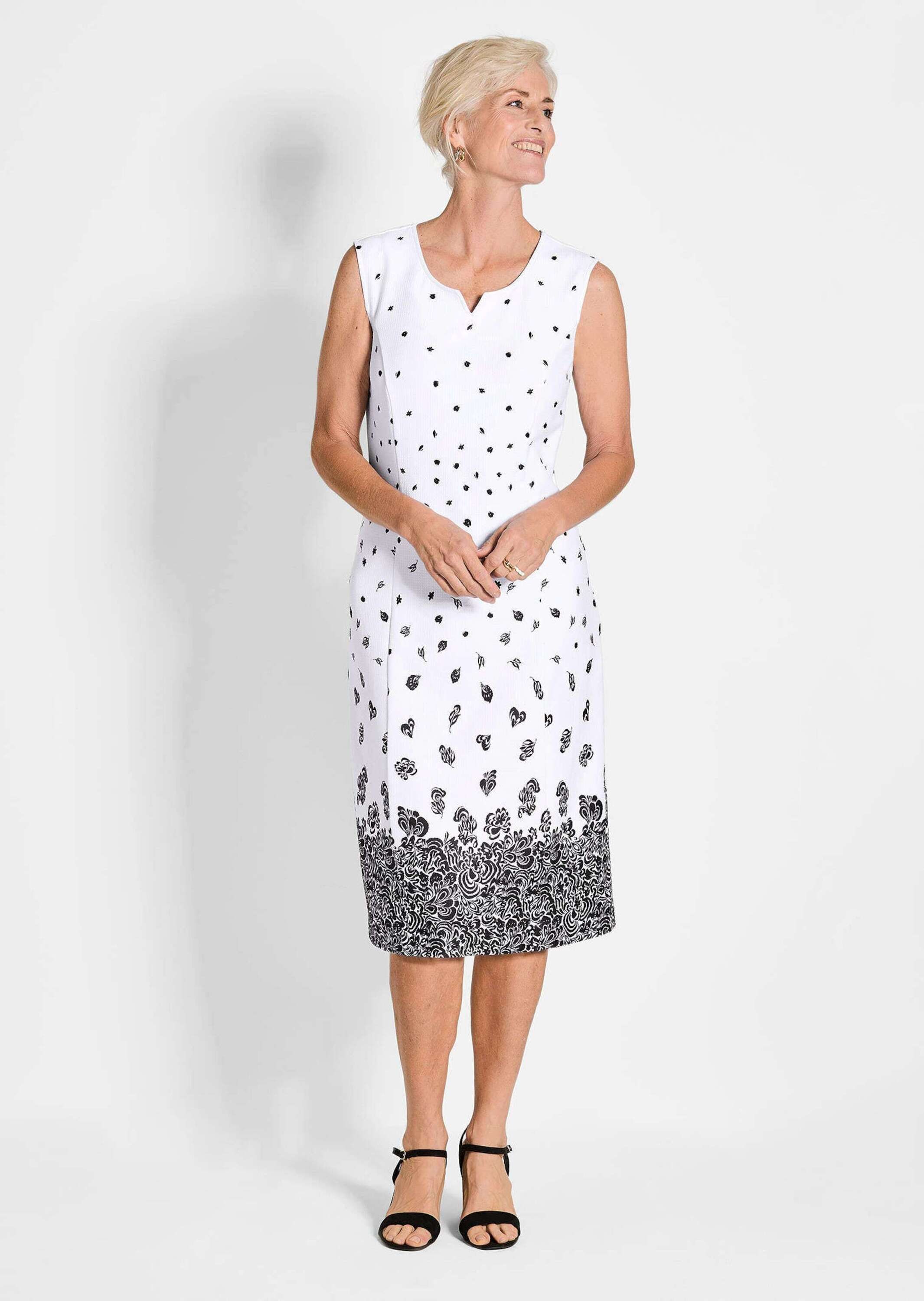 GOLDNER Abendkleid »Kurzgröße Etuikleid mit Blumenprint, Jerseyqualität«