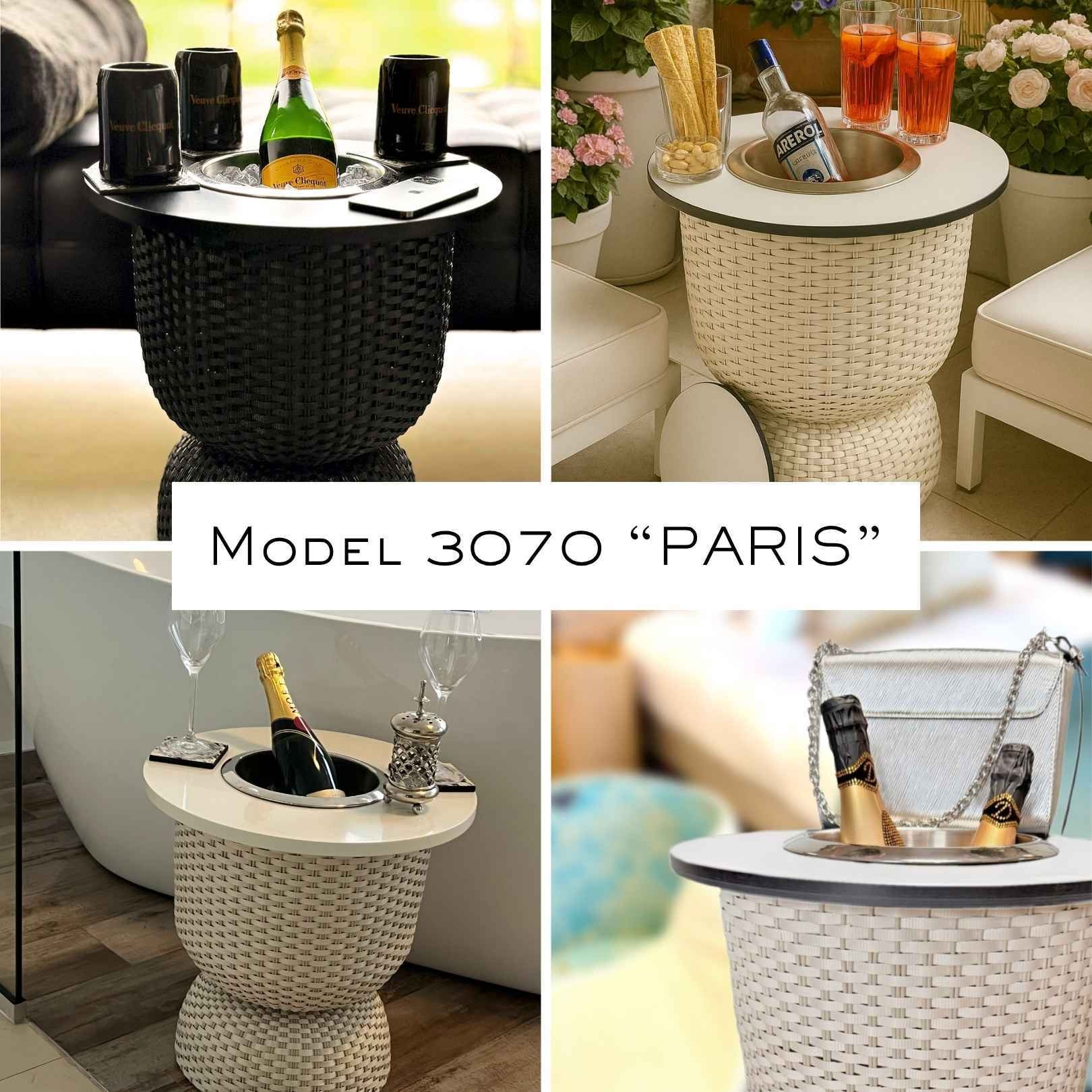 COOTAB Cooler Table Beistelltisch »3-in-1 Loungetisch mit Acryl-Kühler Paris 43 cm« 1 Stk. tlg. Wetterfest, Pflegeleicht, Hitzebeständig