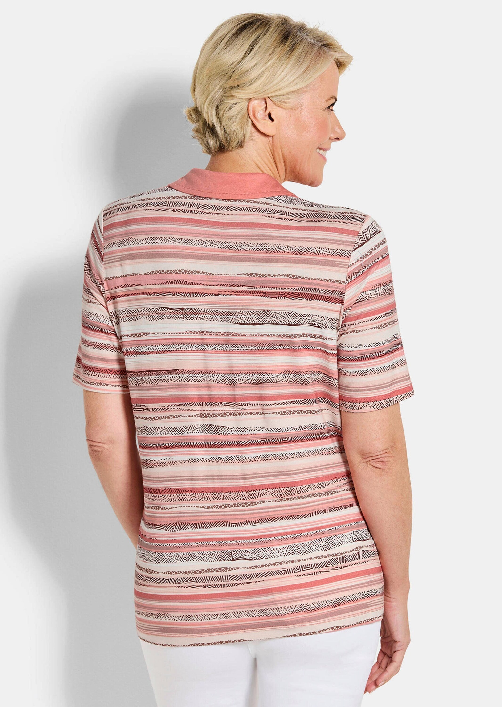 GOLDNER Print-Shirt »Kurzgröße Jerseyshirt mit Ethno-Design« stretchbequemer Viskosejersey