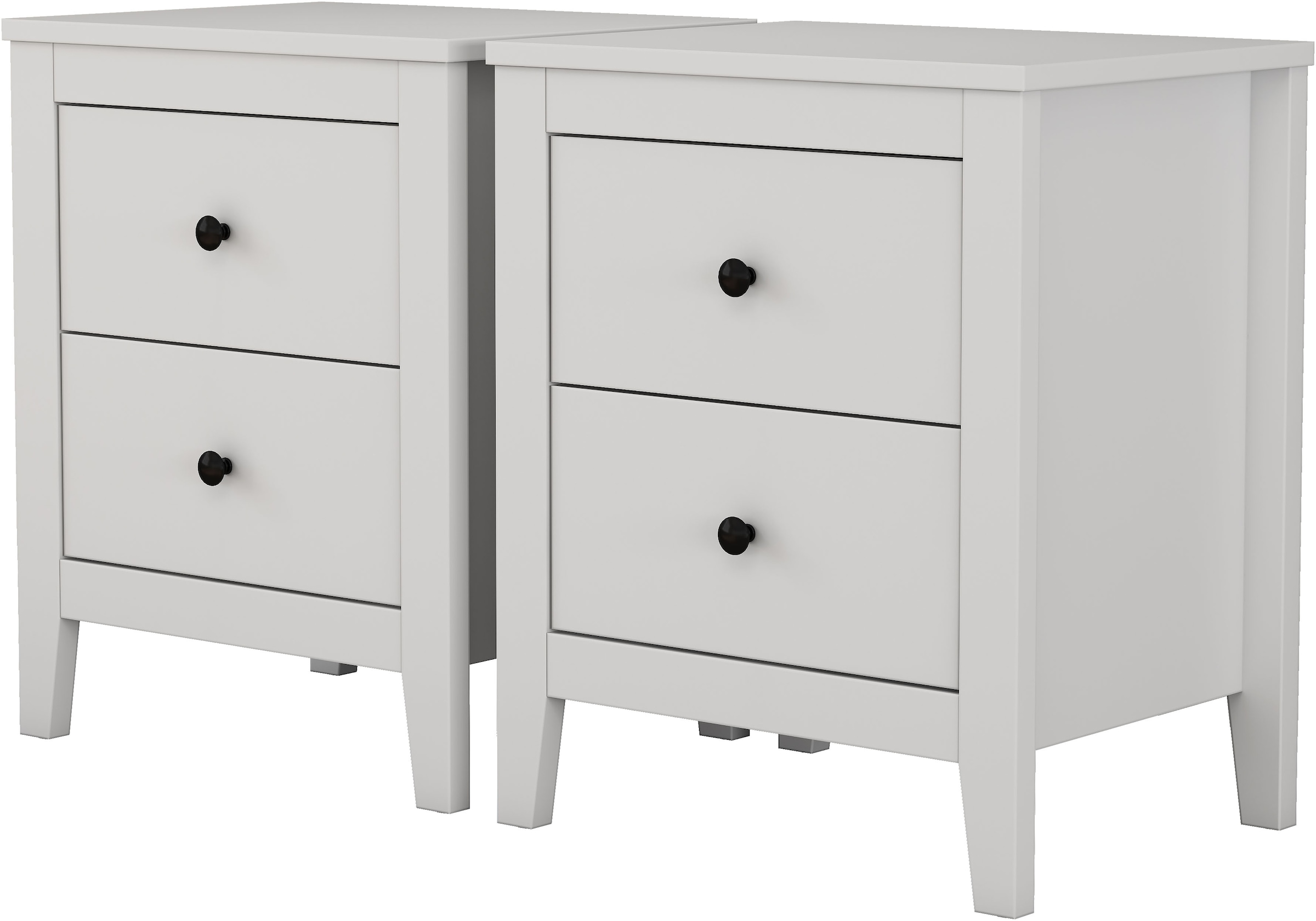 OTTO home Nachtkommode »Borkum Nachttisch Set im Landhaus Design weiß Bestseller« Set, 2 Schränke im Set, schwarze Griffe aus Metall, 