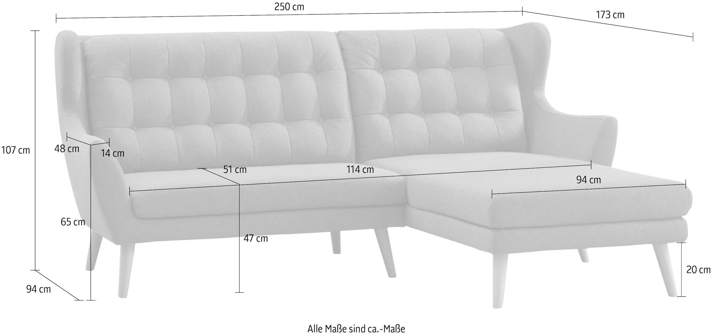 Leonique Ecksofa »Louanne, L-Form«, mit Holzfüßen
