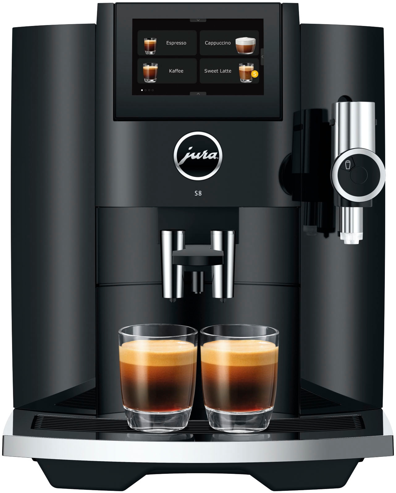 JURA Kaffeevollautomat »15482 S8 (EB), Piano Black« 27 Spezialitäten, Touch, Sweet Foam & Sirupaufsatz