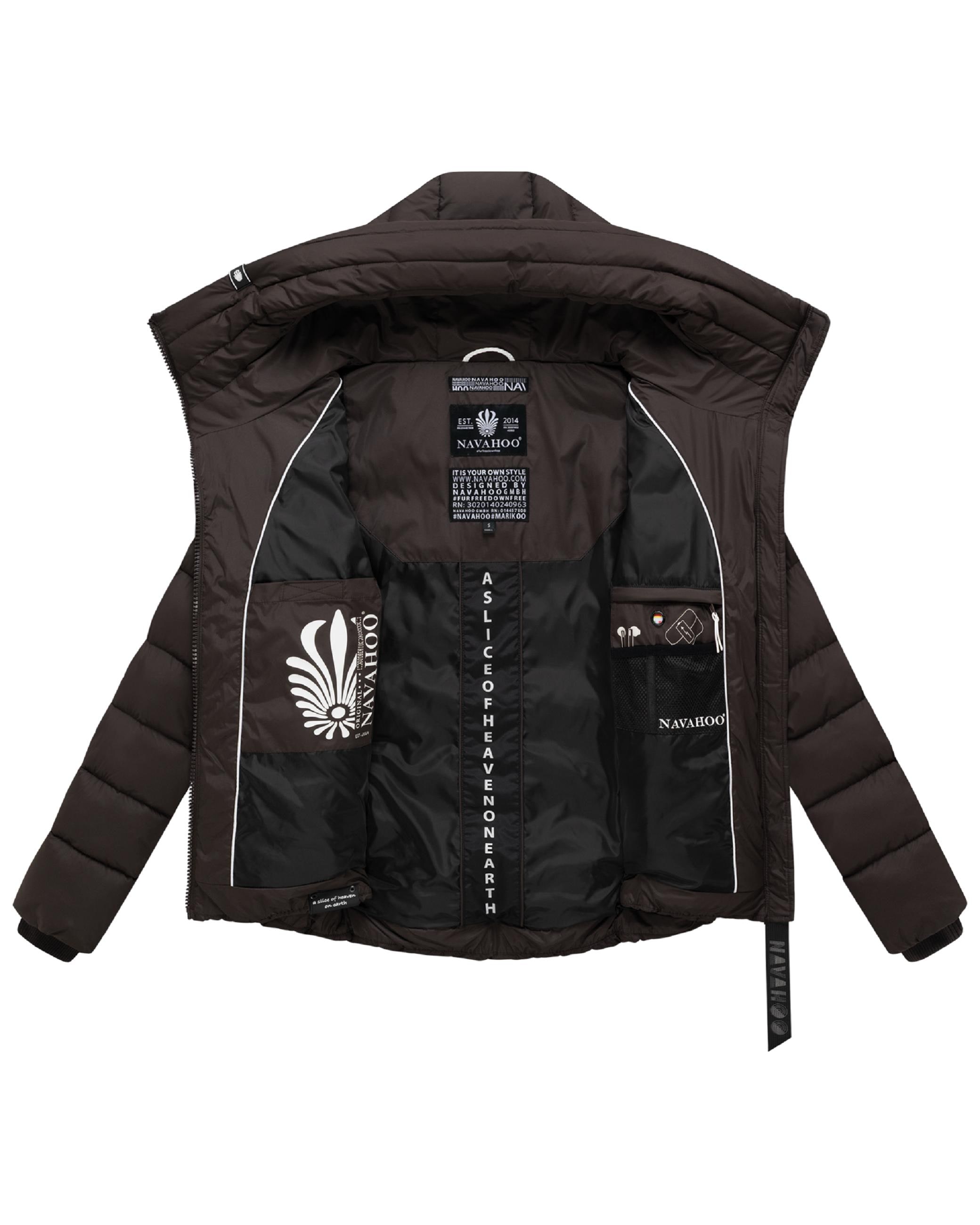 Navahoo Steppjacke »Steppjacke Amayaa« mit Kapuze stylische Damen Winterjacke mit coolen Applikationen