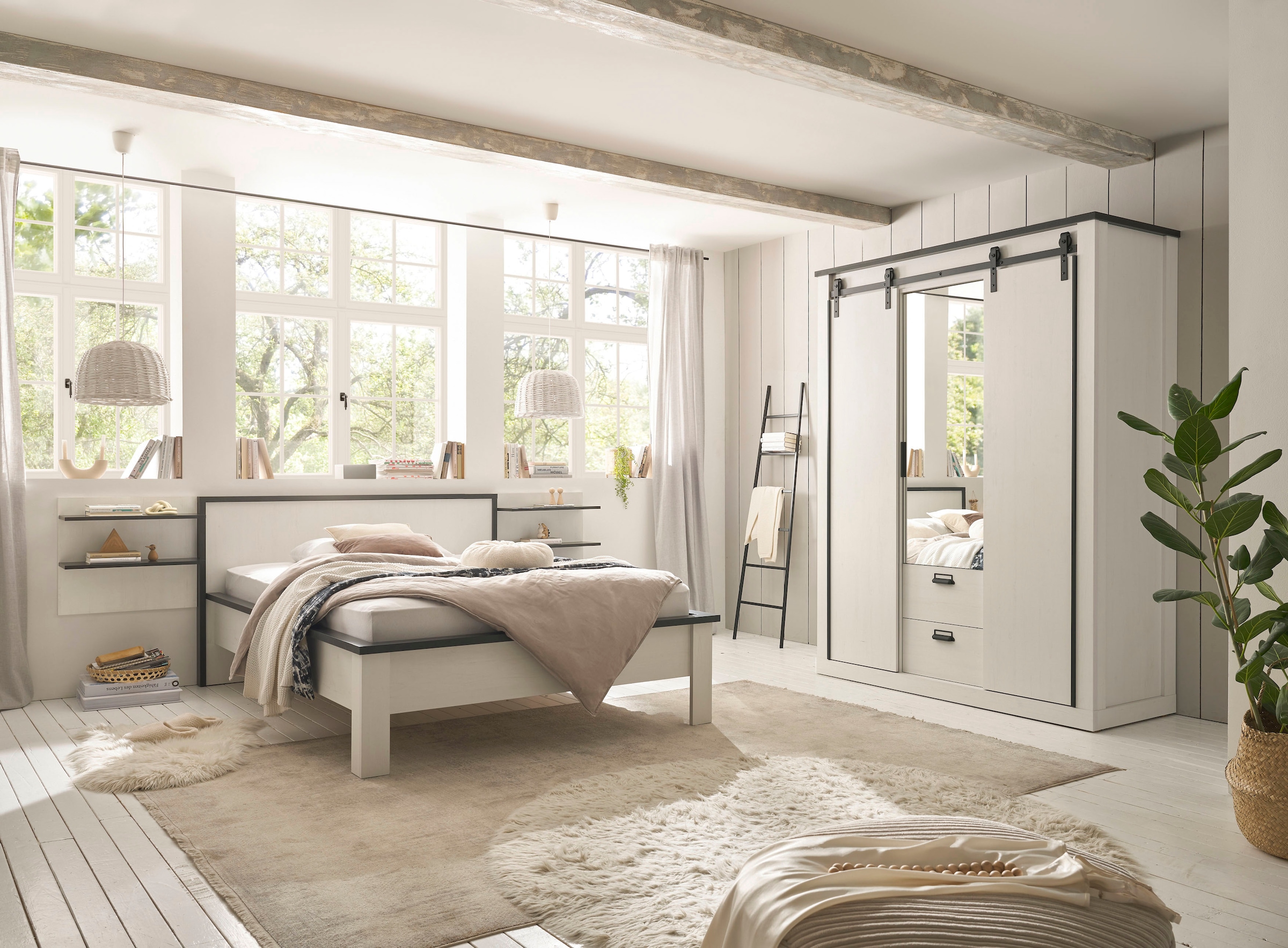 Home affaire Schlafzimmer-Set »SHERWOOD«, (4 tlg.), Liegefläche 140x200cm, Schrank 3-trg. 161cm breit