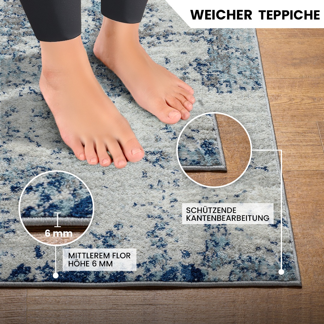 Livabliss Teppich »DUNKIRK«, rechteckig, 11 mm Höhe, Moderner Designerteppich in Marmor Optik, Kurzflor Wohnzimmerteppich