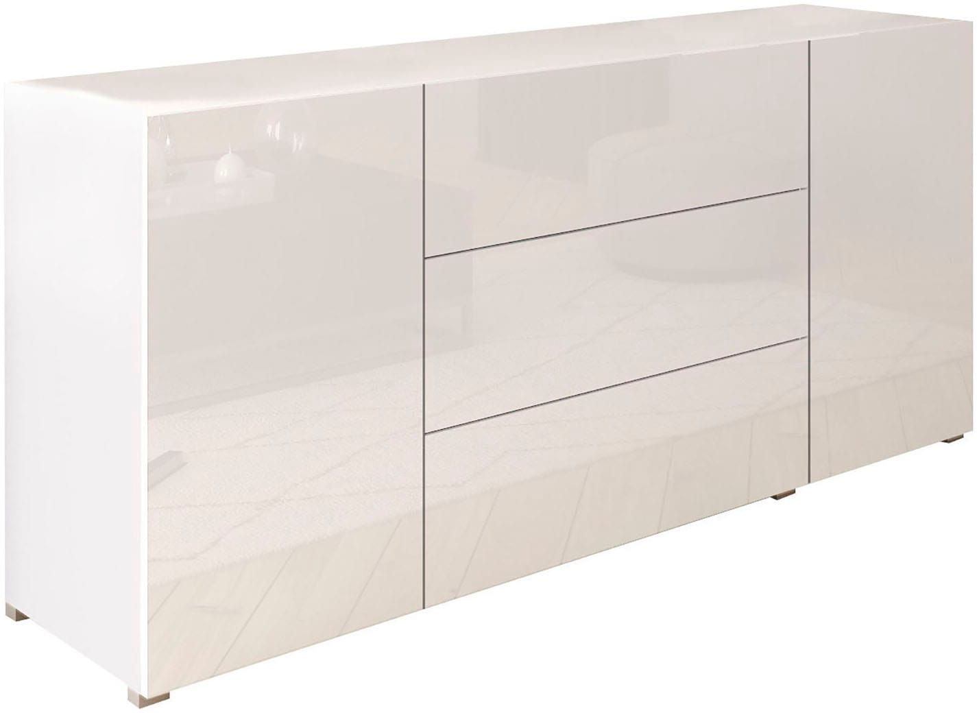 Sideboard »BERLIN«, Moderne grifflose Kommode Breite 150 cm, 4 Schubkästen/ 2 Türen