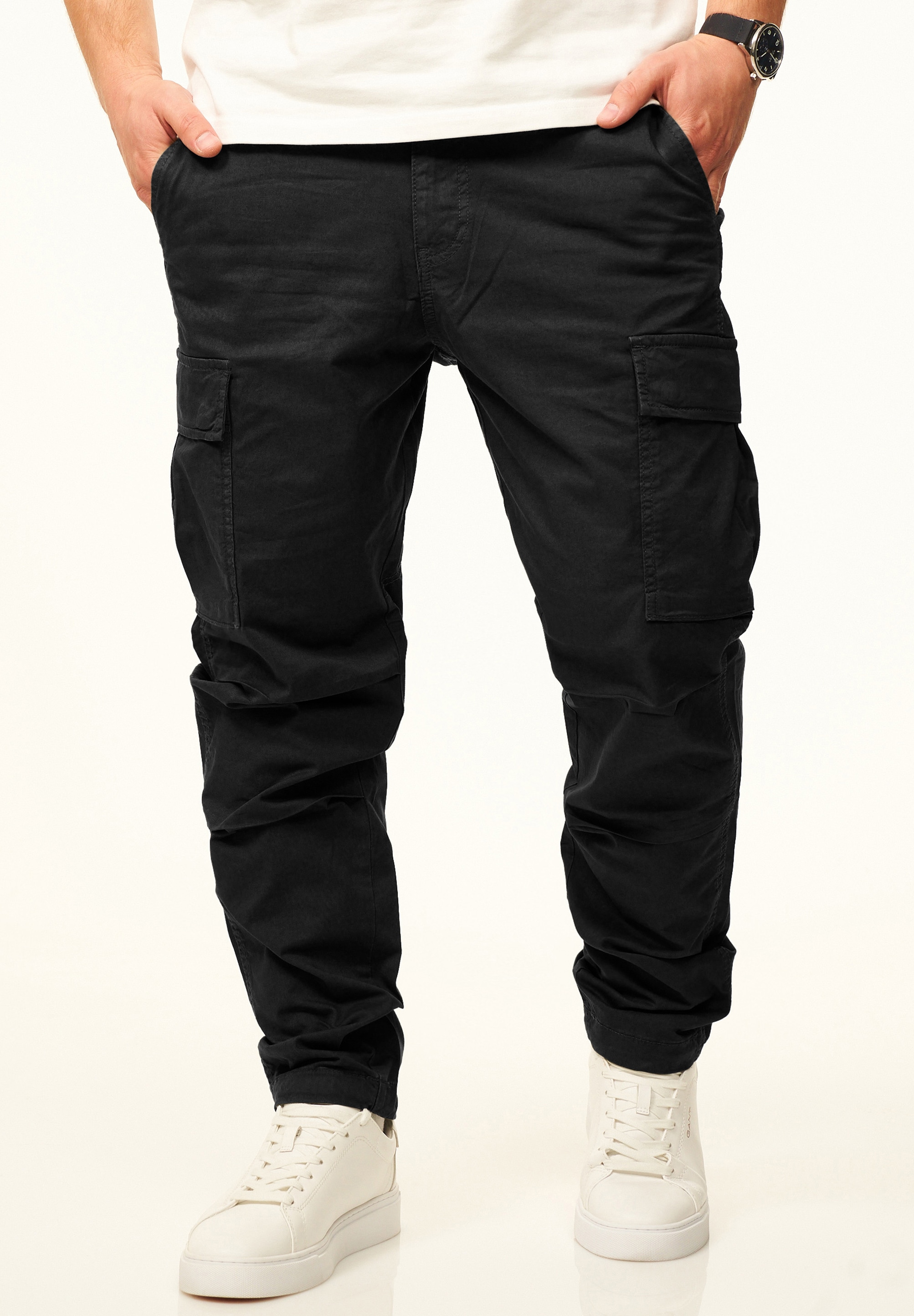 Daily Cotton Cargohose »als Stoffhose mit Stretch im Tapered Fit«  Chino Cargo Hose mit Gürtelschlaufen für Herren