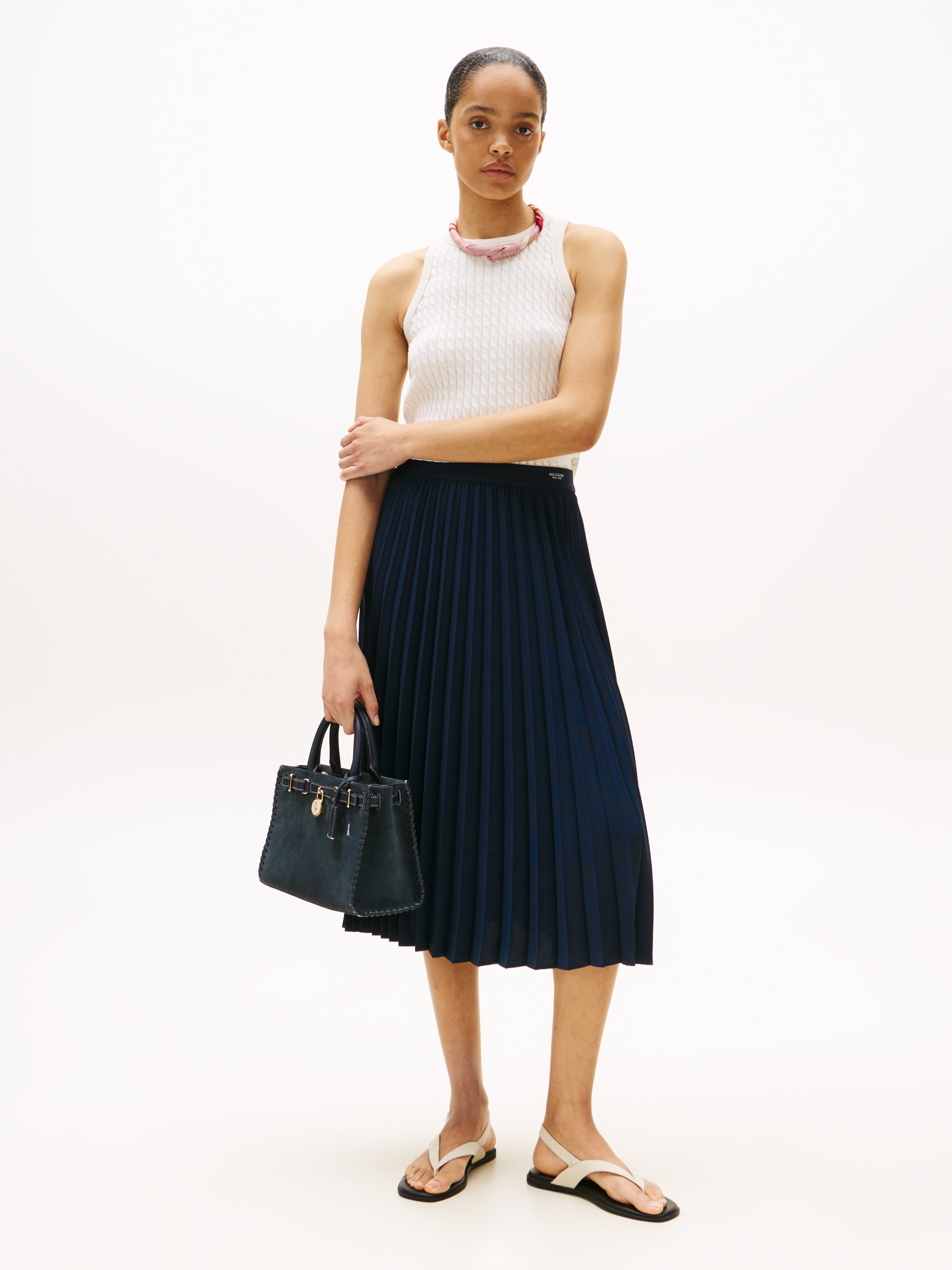 Tommy Hilfiger Plisseerock »FLUID PLEATED PULL ON MIDI SKIRT«, mit rundum Falten