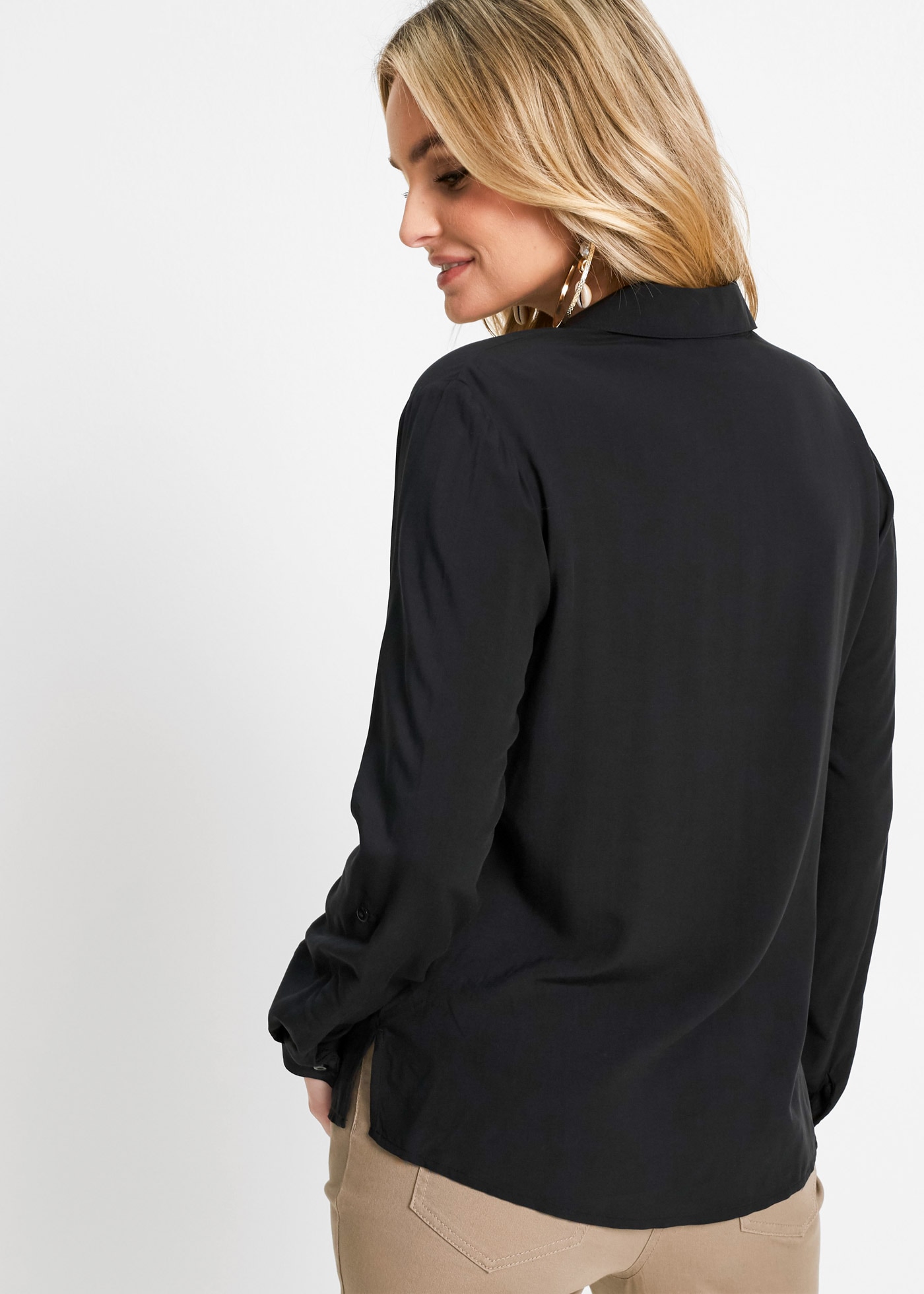 bonprix Langarmbluse figurumspielende Passform, für Casualmode, aus Viskose