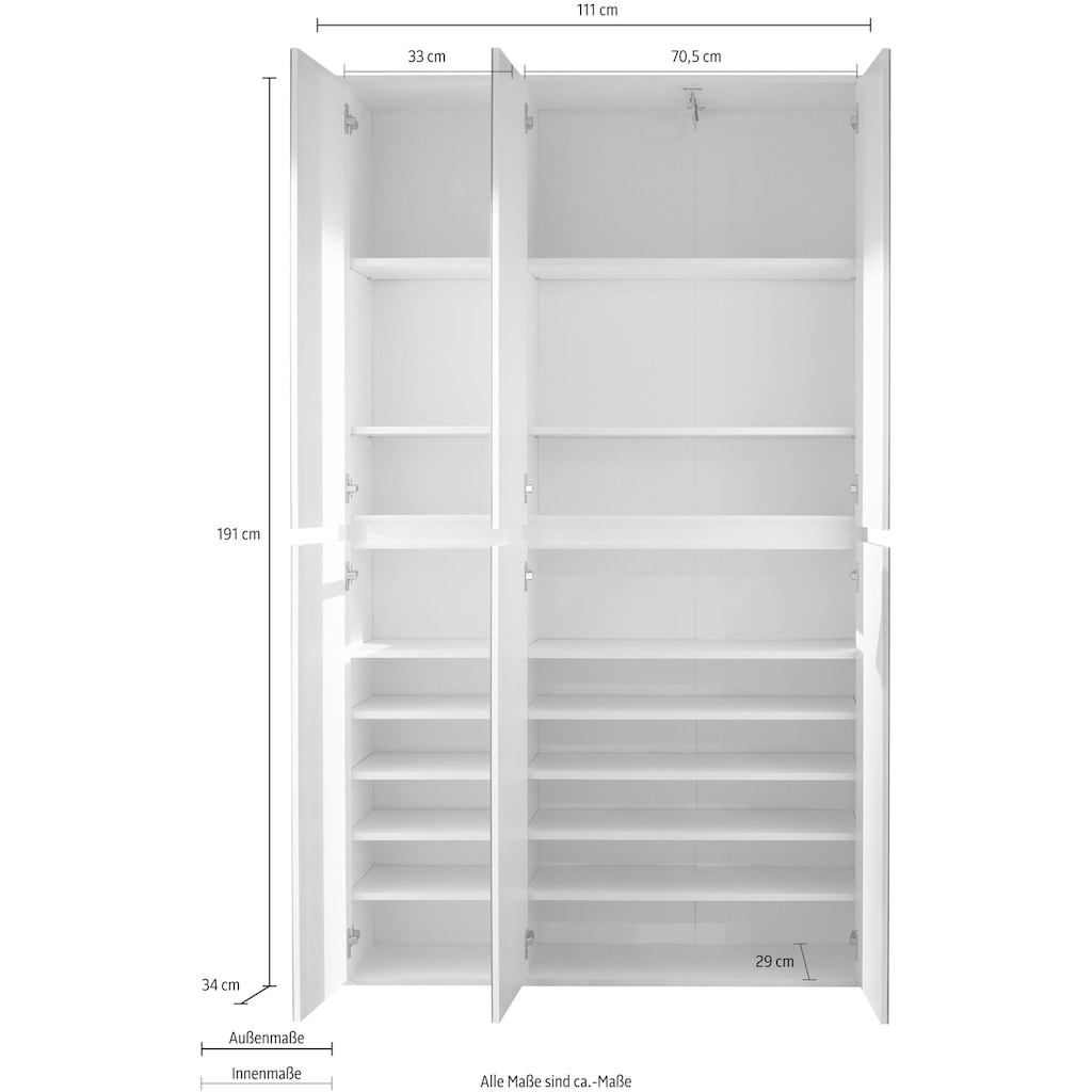 trendteam Garderobenschrank »Mirror«, (Set, 2 Stück)