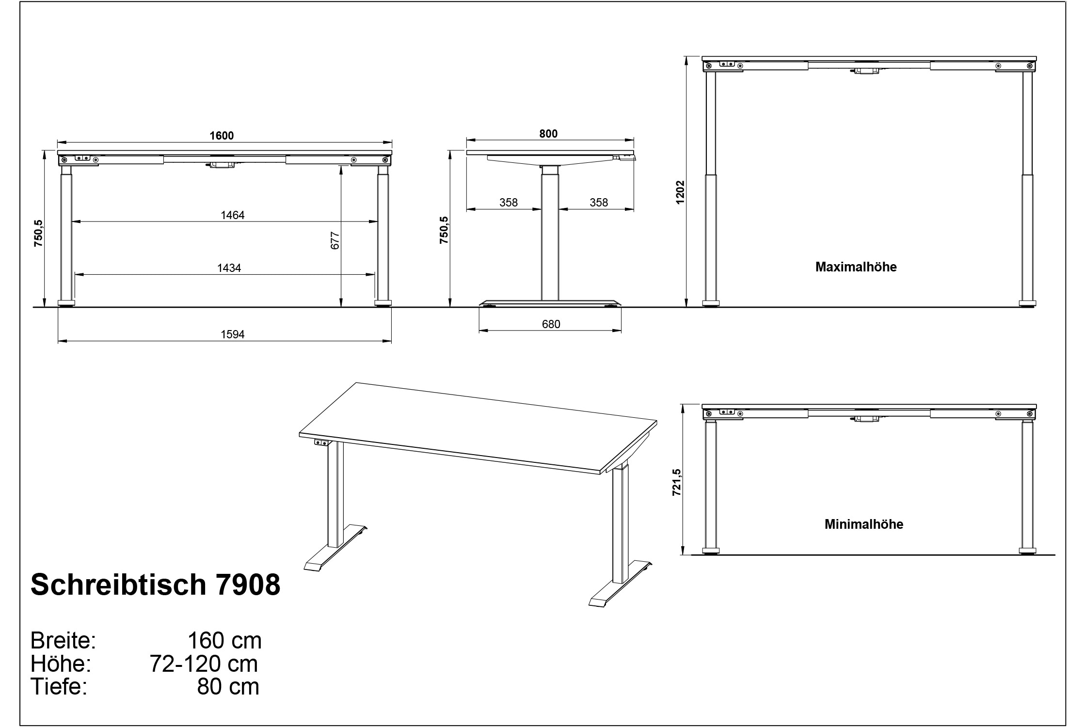 GERMANIA Büromöbel-Set »Mailand, inkl. Schreibtisch (elektr. höhenverstellbar) & Rollcontainer«, (2 tlg.), Breitenvariante wählbar (140-180 cm), Made in Germany