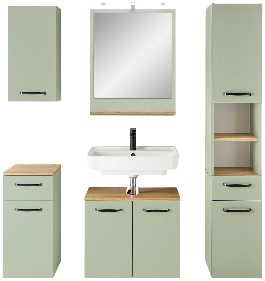 Saphir Badmöbel-Set »Badmöbel-Set Quickset 500, Waschbeckenunterschrank mit Spiegel« 6 Stk. tlg.