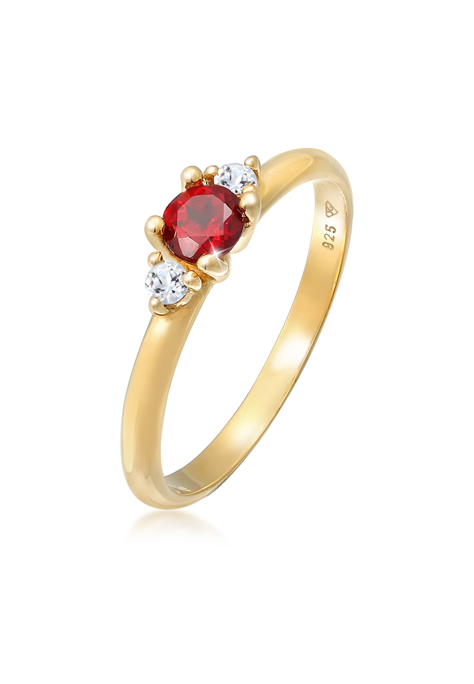 Elli Premium Fingerring »Ring Granat Topas Edelstein Klassik Rund 925 Silber«