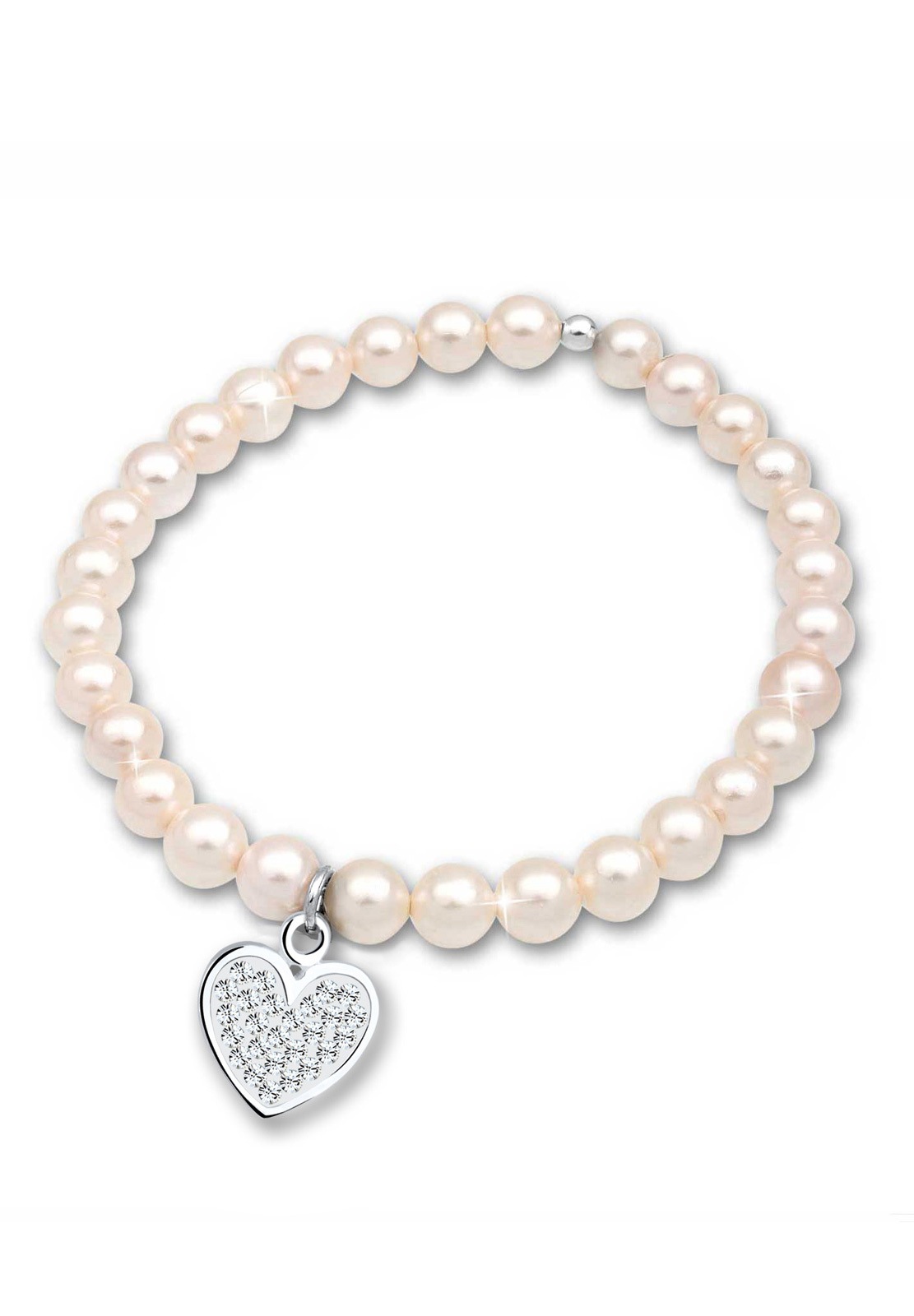 Elli Perlenarmband »Herz Perle Kristalle 925 Silber«
