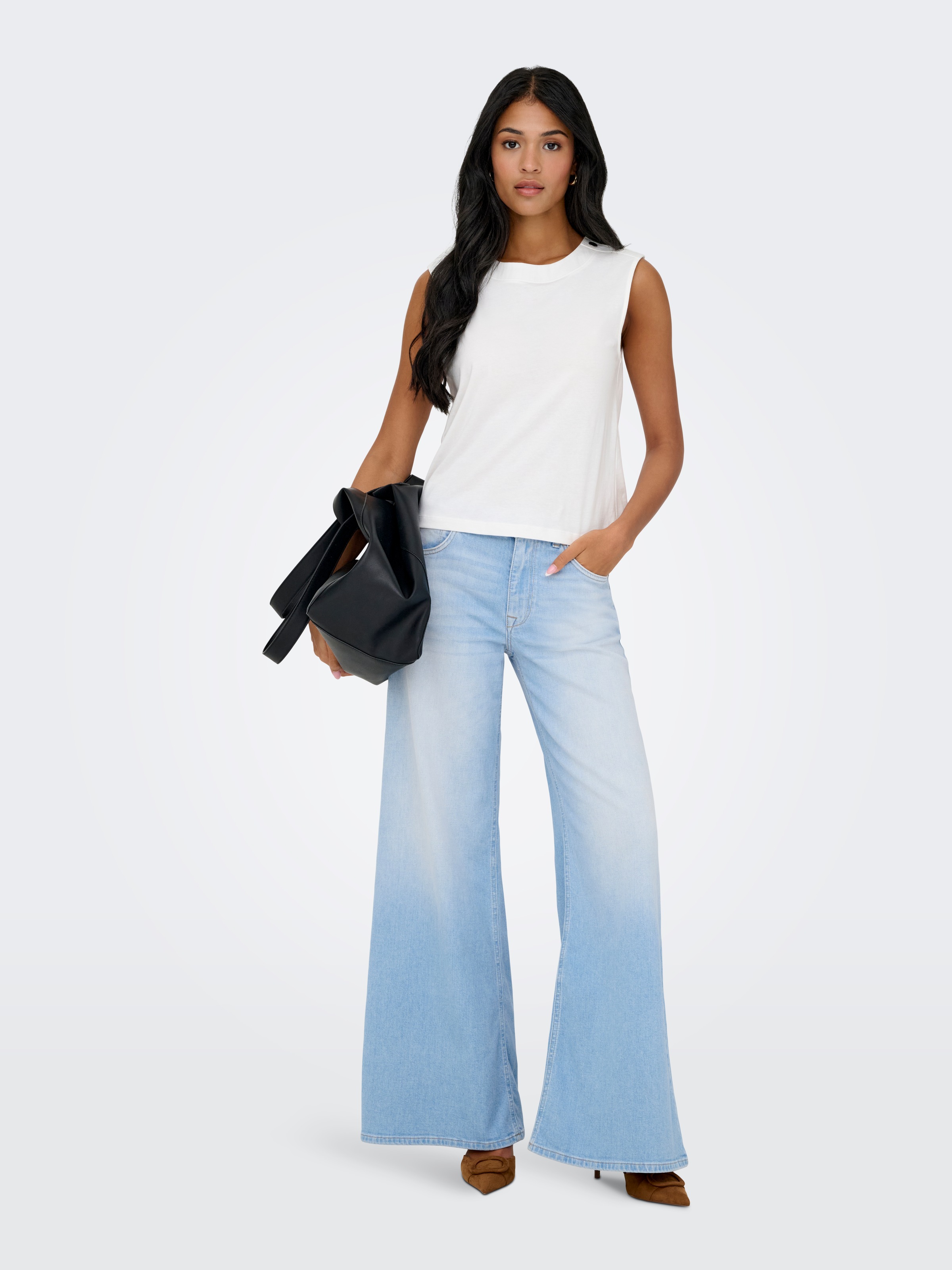ONLY Weite Jeans »ONLCALIFORNIA MW WD FLAR DNM REA004 NOOS« normale Leibhöhe, weite Beinform, mit heller Waschung
