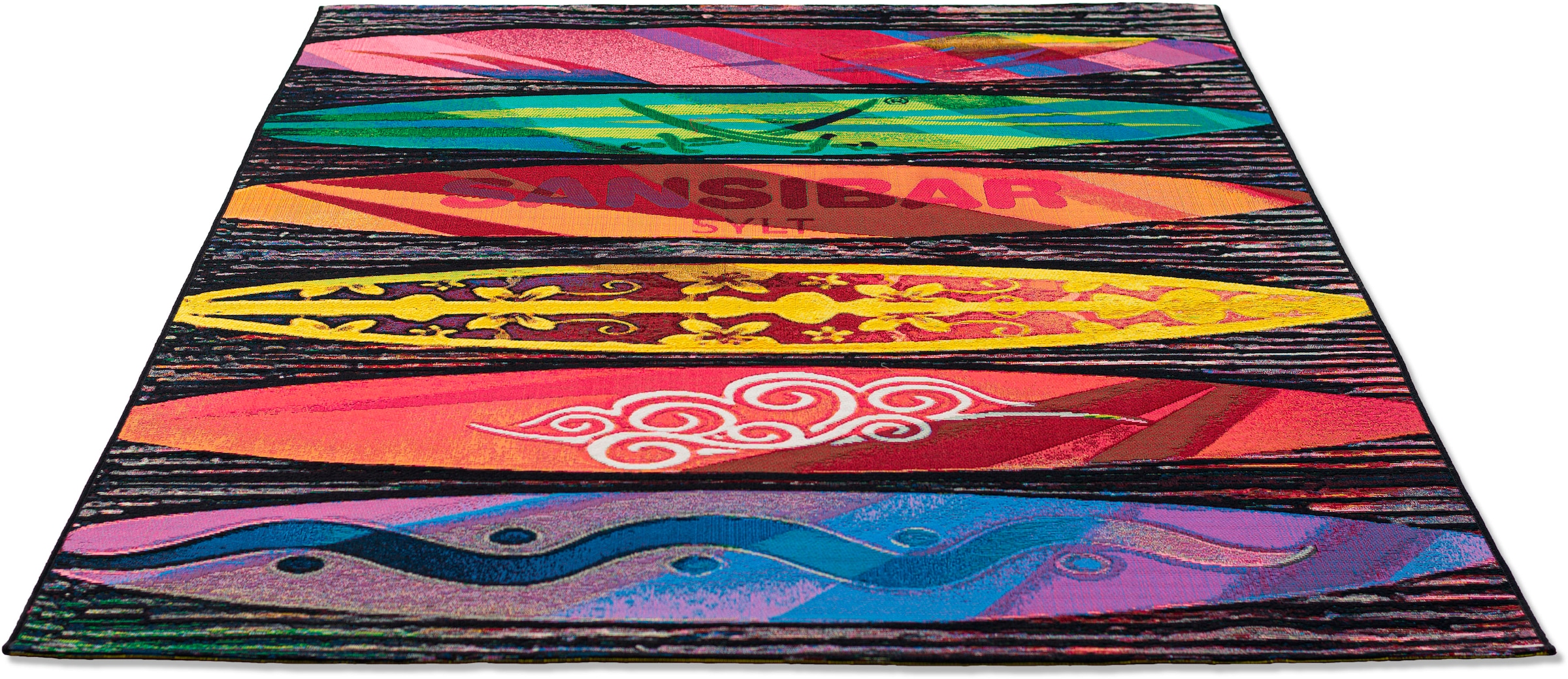 [Jetzt ist die Zeit zum Kaufen!] Sansibar Teppich »Rantum Beach Motiv SA-016«, rechteckig, Holzdielen Design, bei OTTO modernes Flachgewebe