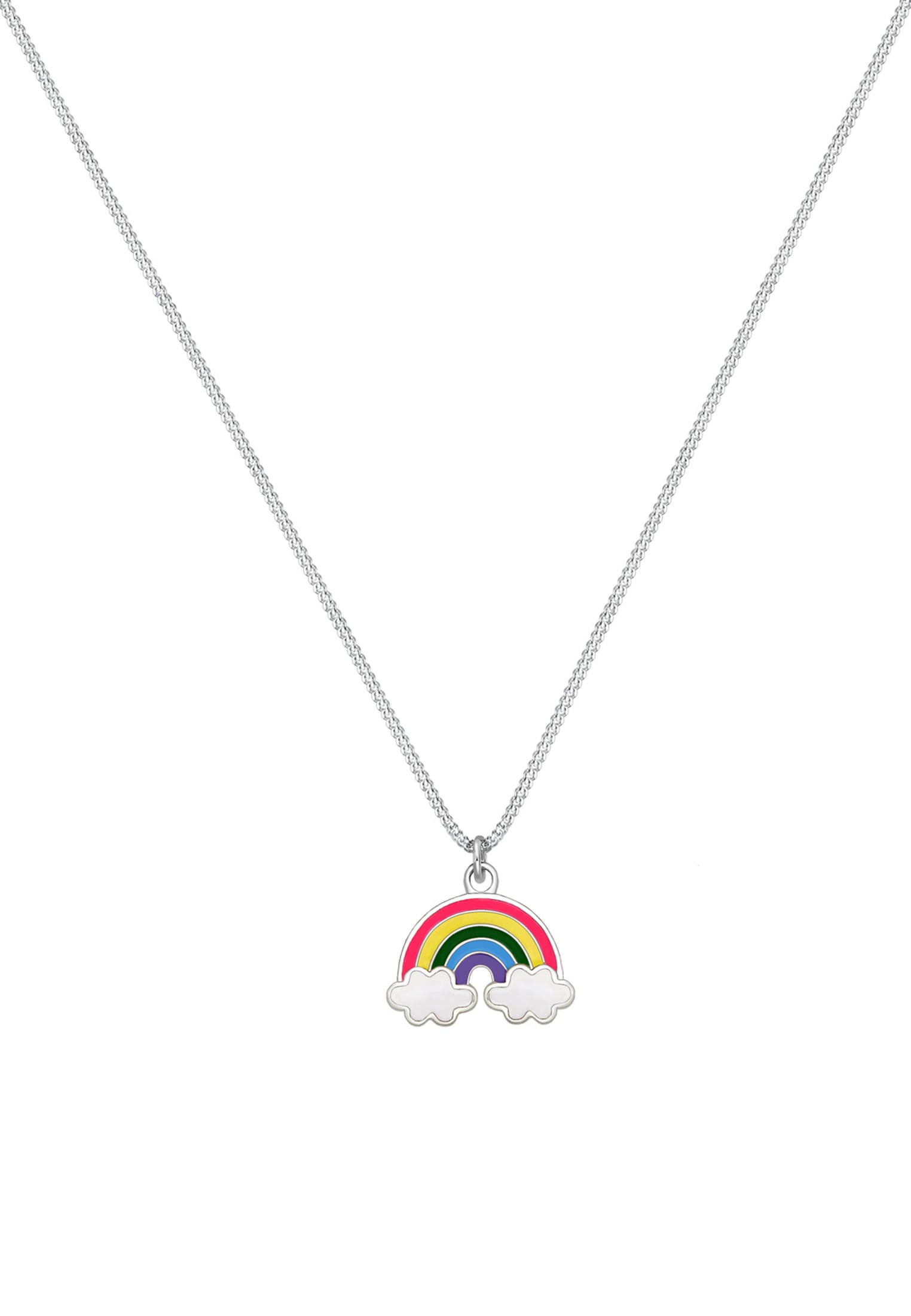 Elli Silberkette »Halskette Kinder Regenbogen Wolke Emaille Happy 925 Silber«