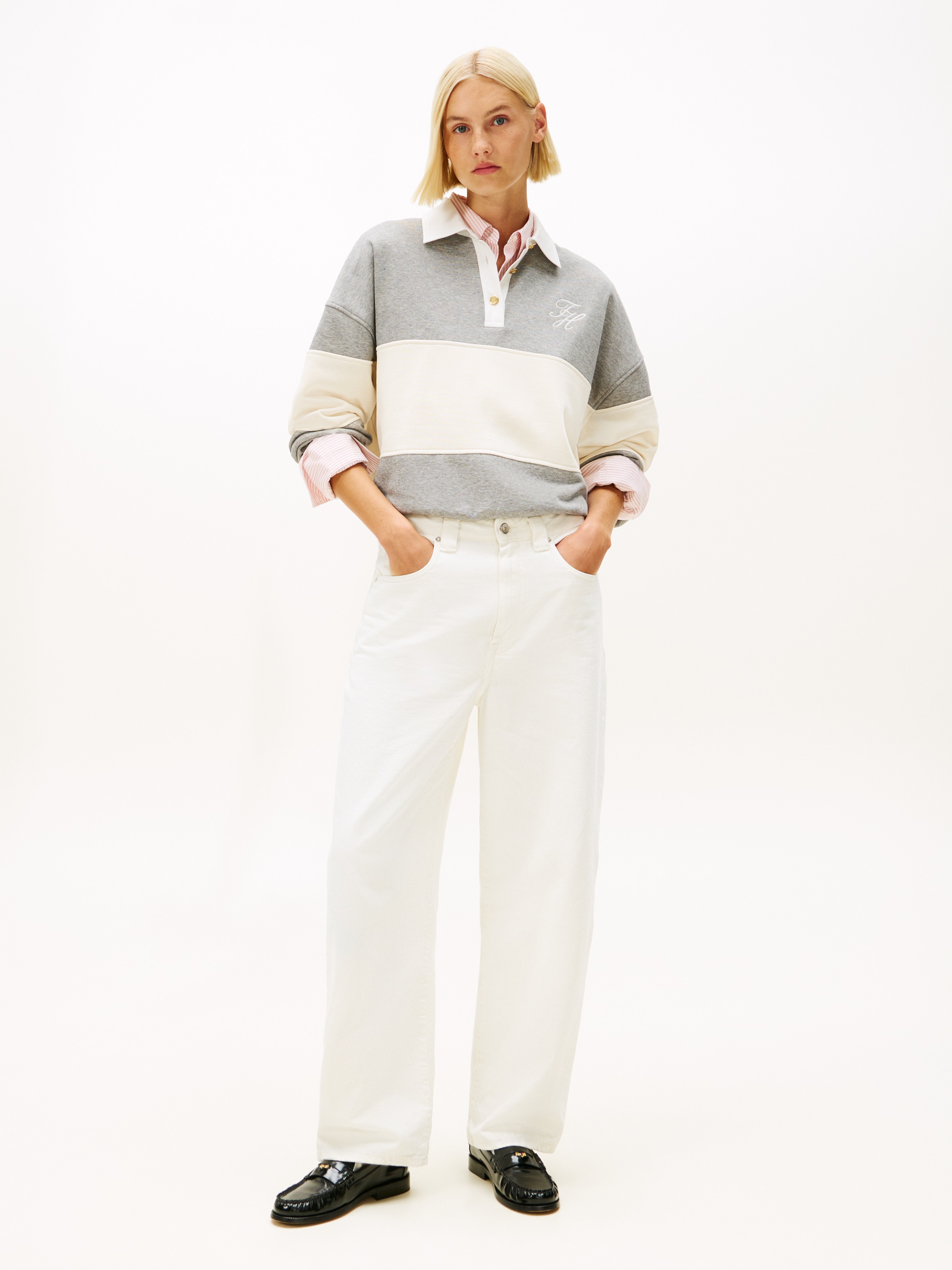 Tommy Hilfiger Sweatshirt »GOLD BTN RUGBY FLEECE SWTSRT«, mit goldfarbenen Knöpfen
