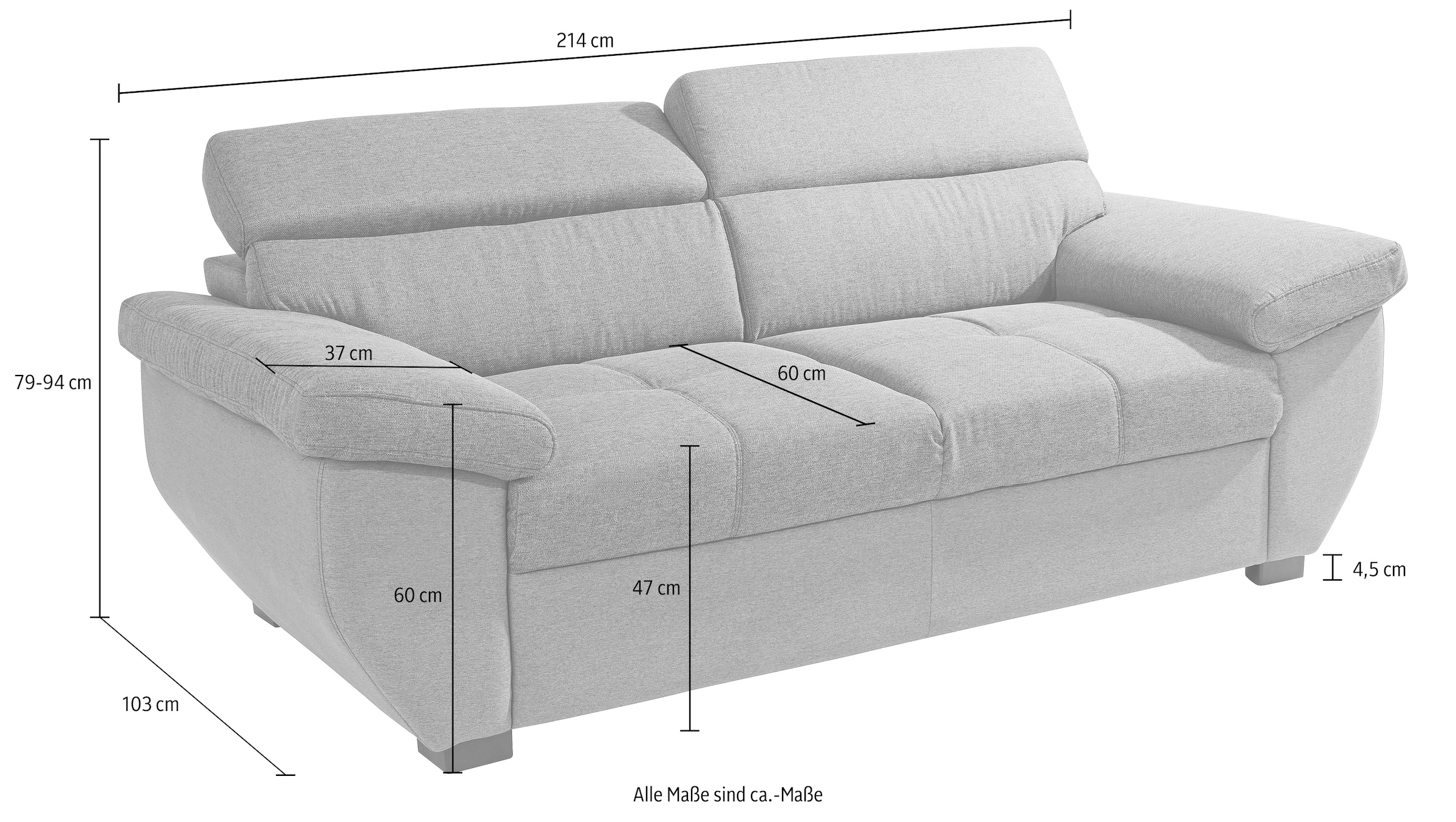 COTTA 2,5-Sitzer »Speedway«, Big-Sofa mit Kopfteilverstellung