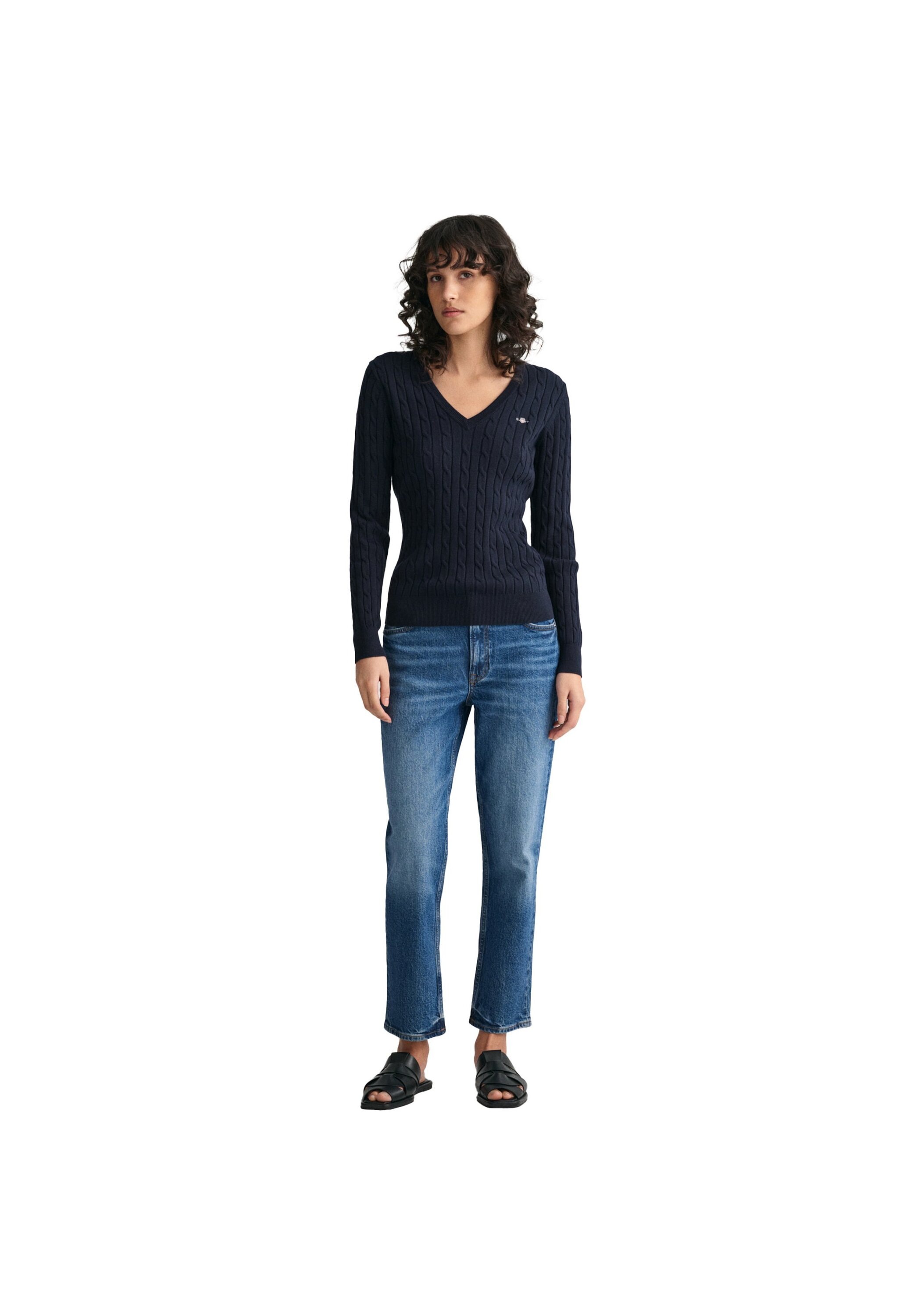 Gant Sweater »Strickpullover STRETCH COTTON CABLE V-NECK«