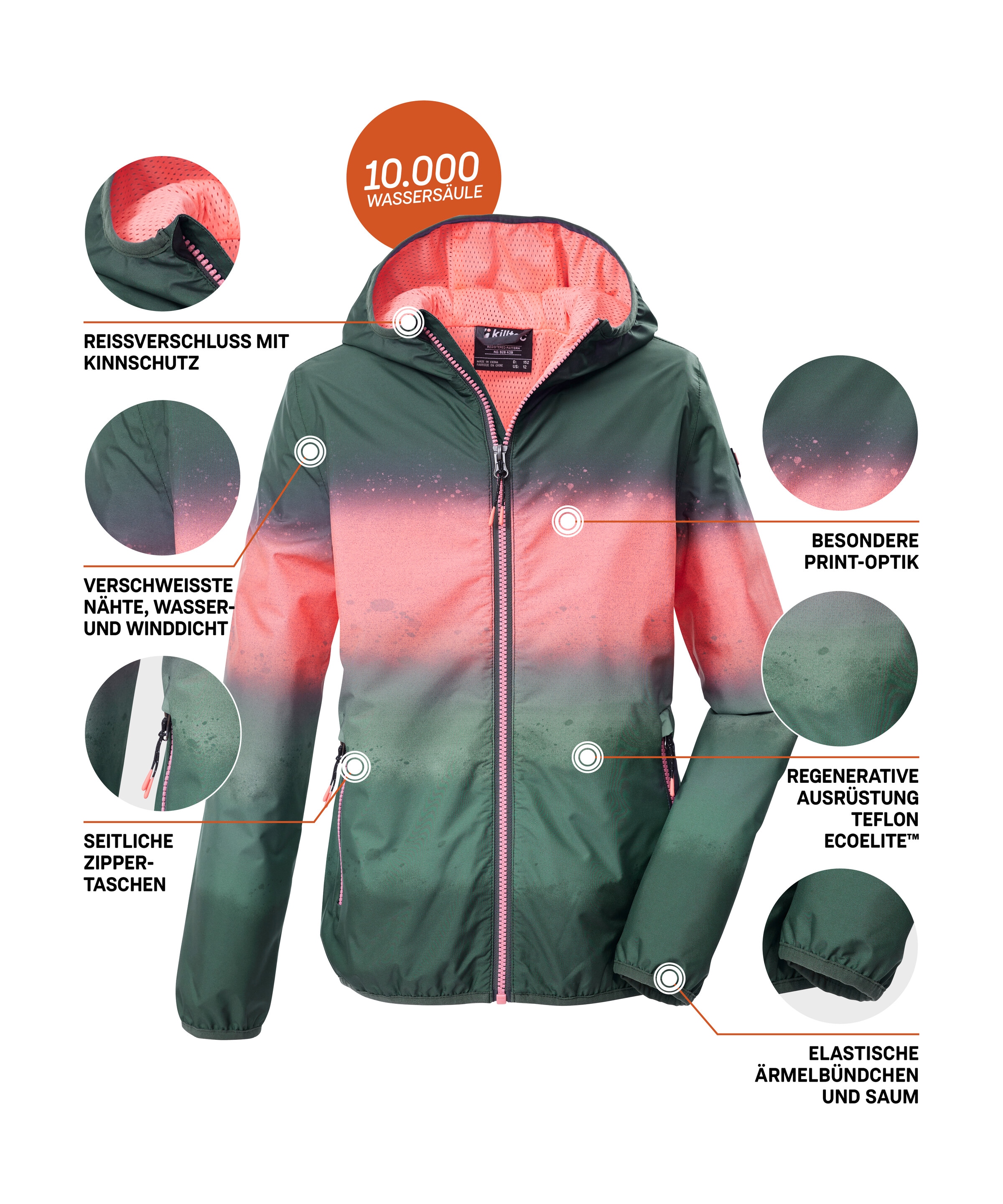 Killtec Funktionsjacke »KOS 155 GRLS JCKT« Leichte, wetterfeste Mädchenjacke mit All-Over-Print