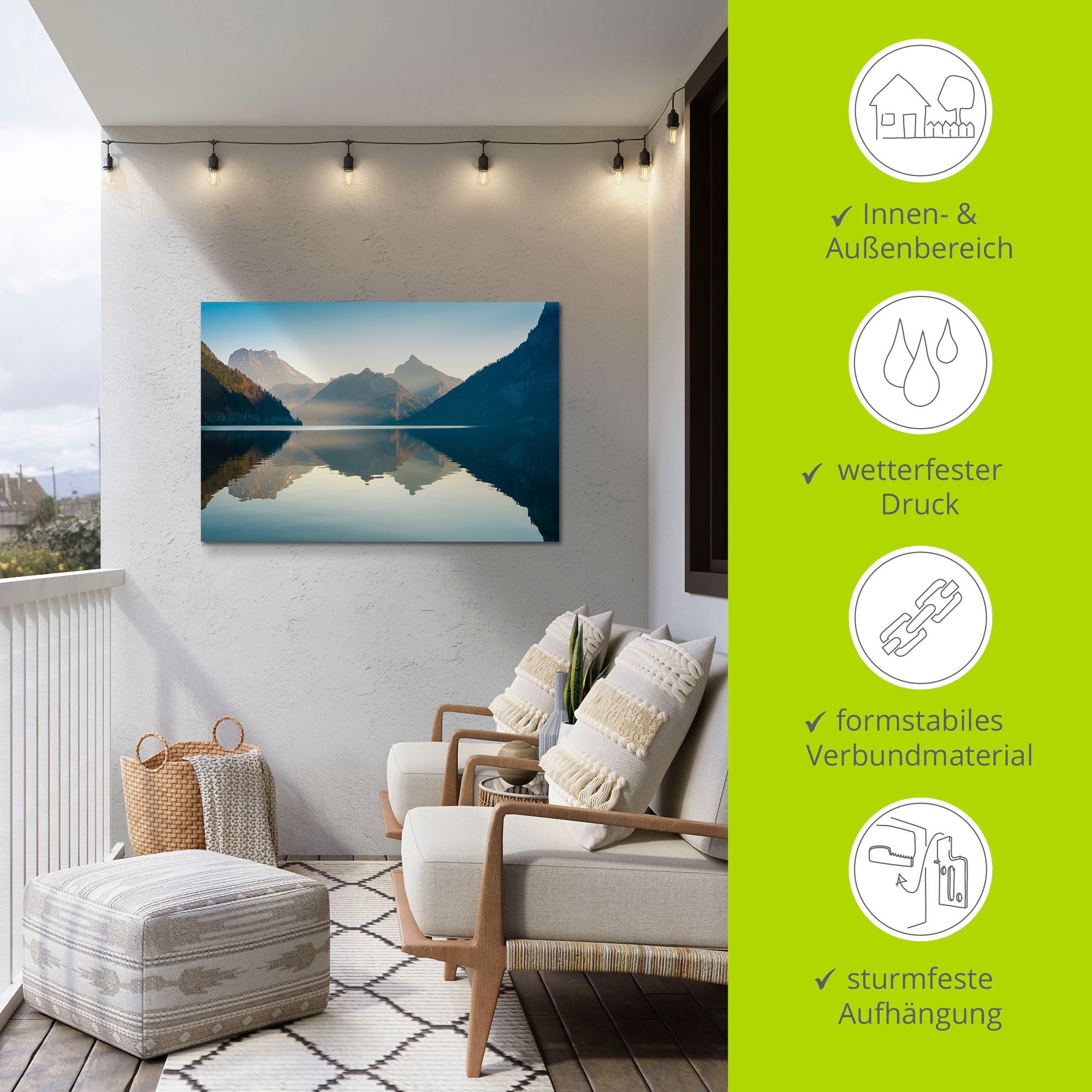 Artland Wandbild »Morgen am Traunsee«, Gewässer, (1 St.), als Alubild, Outdoorbild, Leinwandbild, Poster in verschied. Größen
