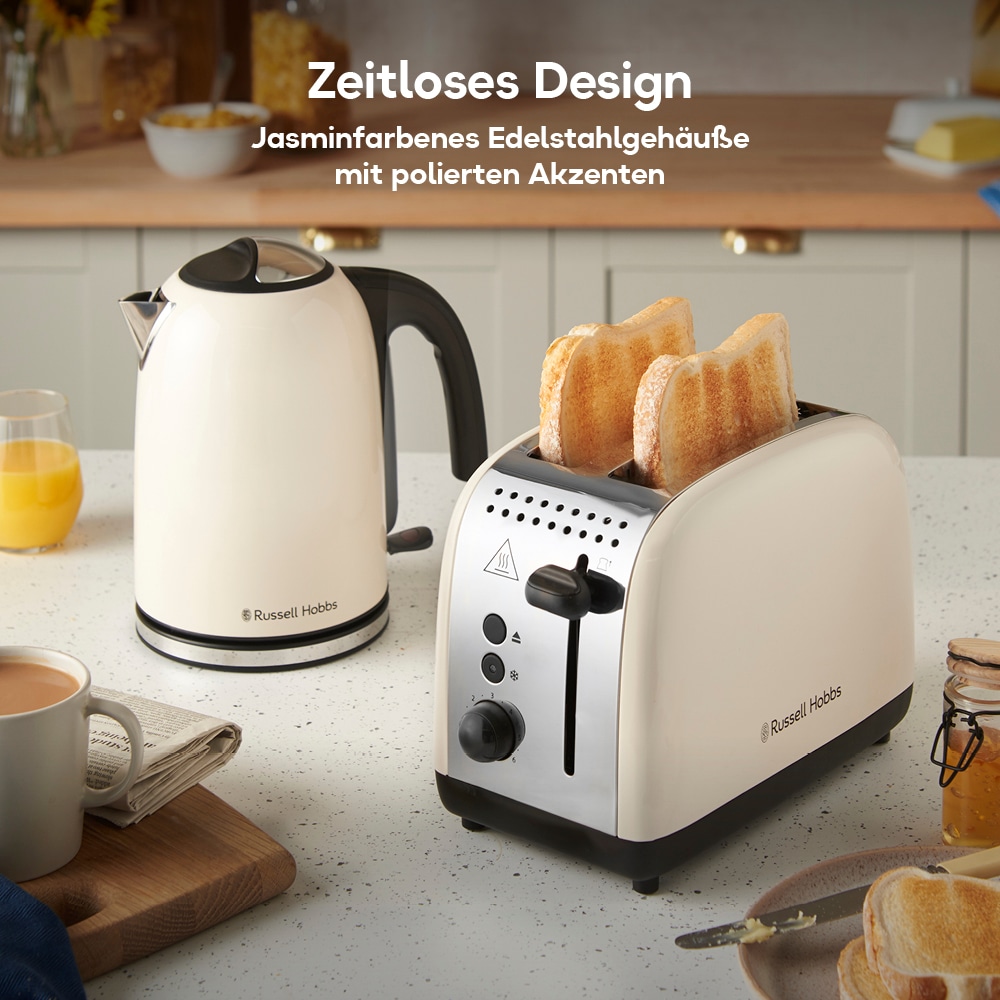RUSSELL HOBBS Toaster »Colours Plus+ Jasmine 26930-56« 1100 W 2 extra breite Toastschlitze, Brötchenaufsatz, 6 Bräunungsstufen