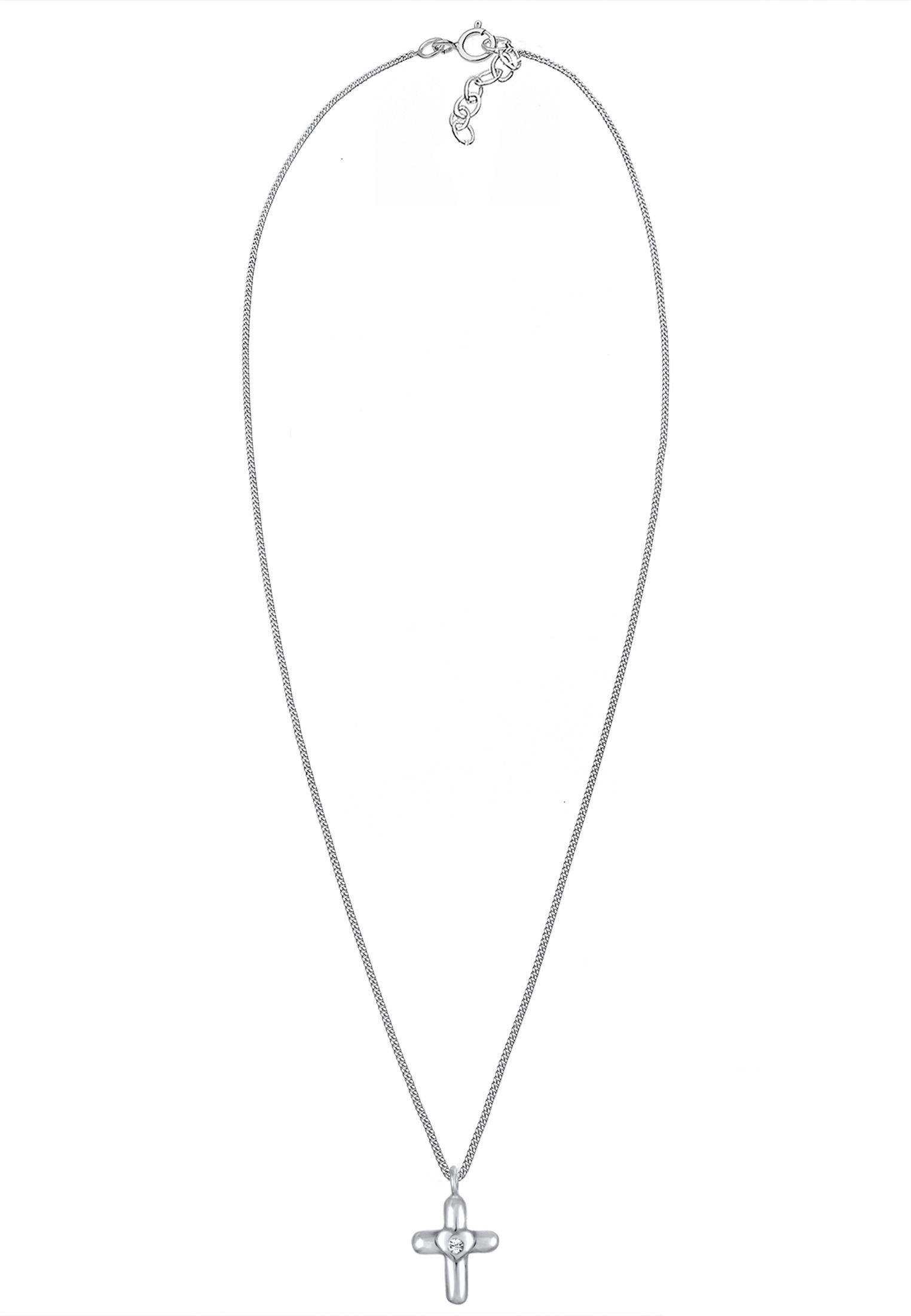 Elli Silberkette »Halskette Kreuz Herz Weiß 925 Silber vergoldet, mit Kristallen von Swarovski®«