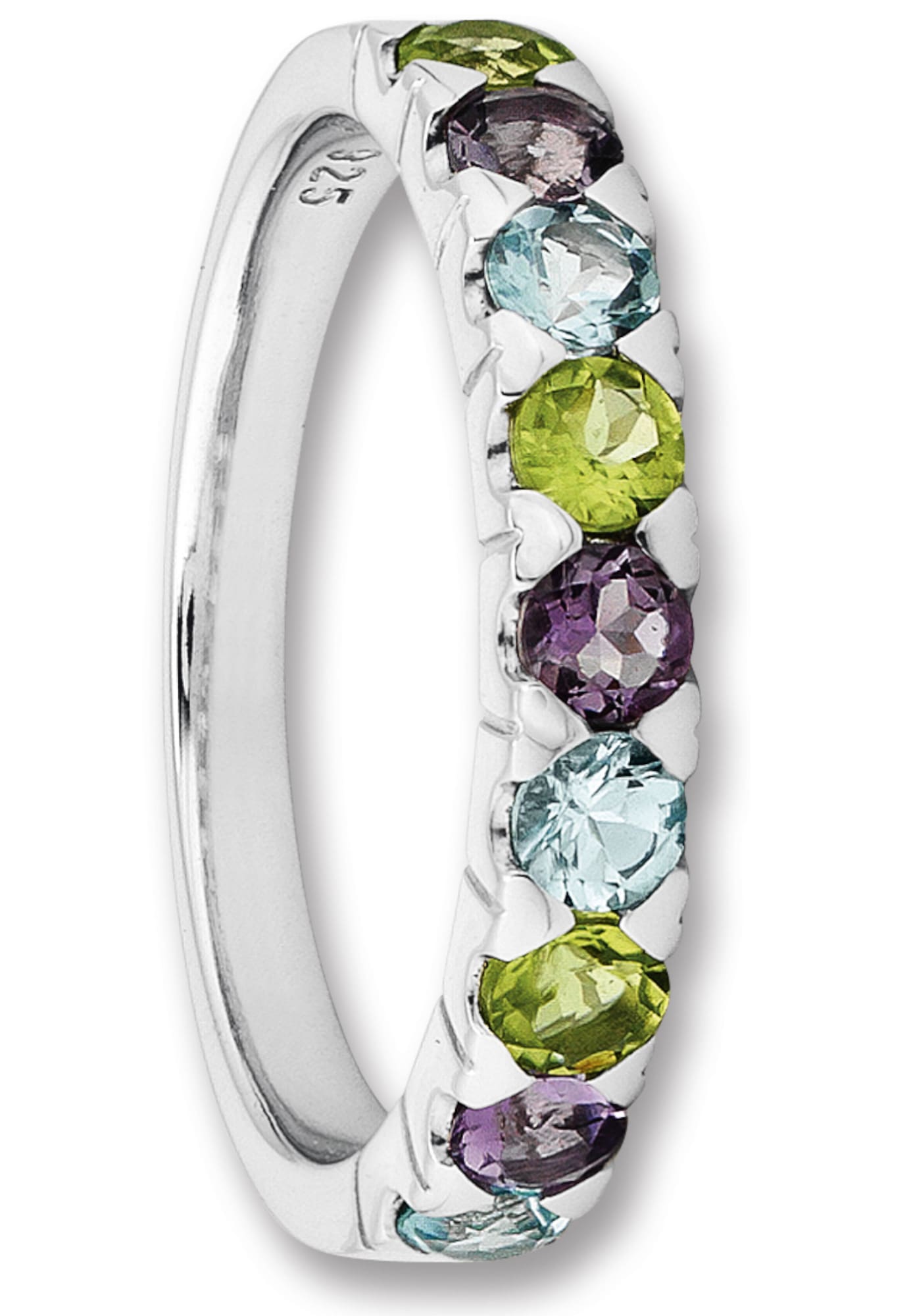 Silberring »Amethyst & Peridot & Blau Topas Ring aus 925 Silber«