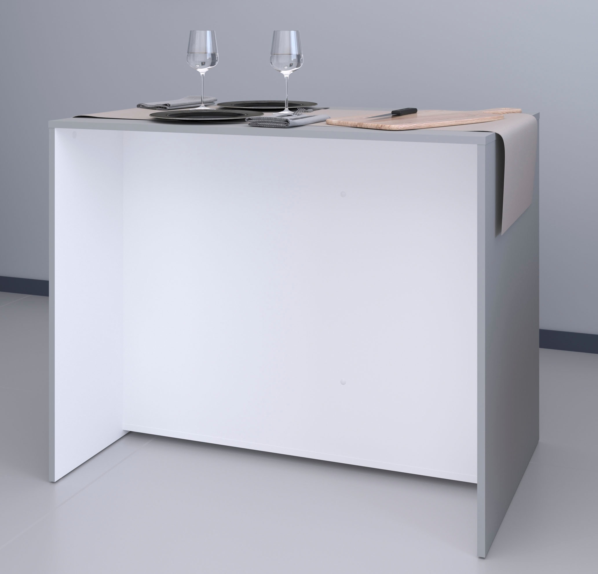 Parisot Mehrzweckschrank-Set »Parisot, Malice 6 - Buffet, Beistellschrank auf Rollen, Insel«, (3 St., 3-teilig, Buffet, Beistellschrank auf Rollen, Beistellschrank/Insel), Beistellschrank auf Rollen, Insel mit Sitzgelegenheit, Beton-Optik