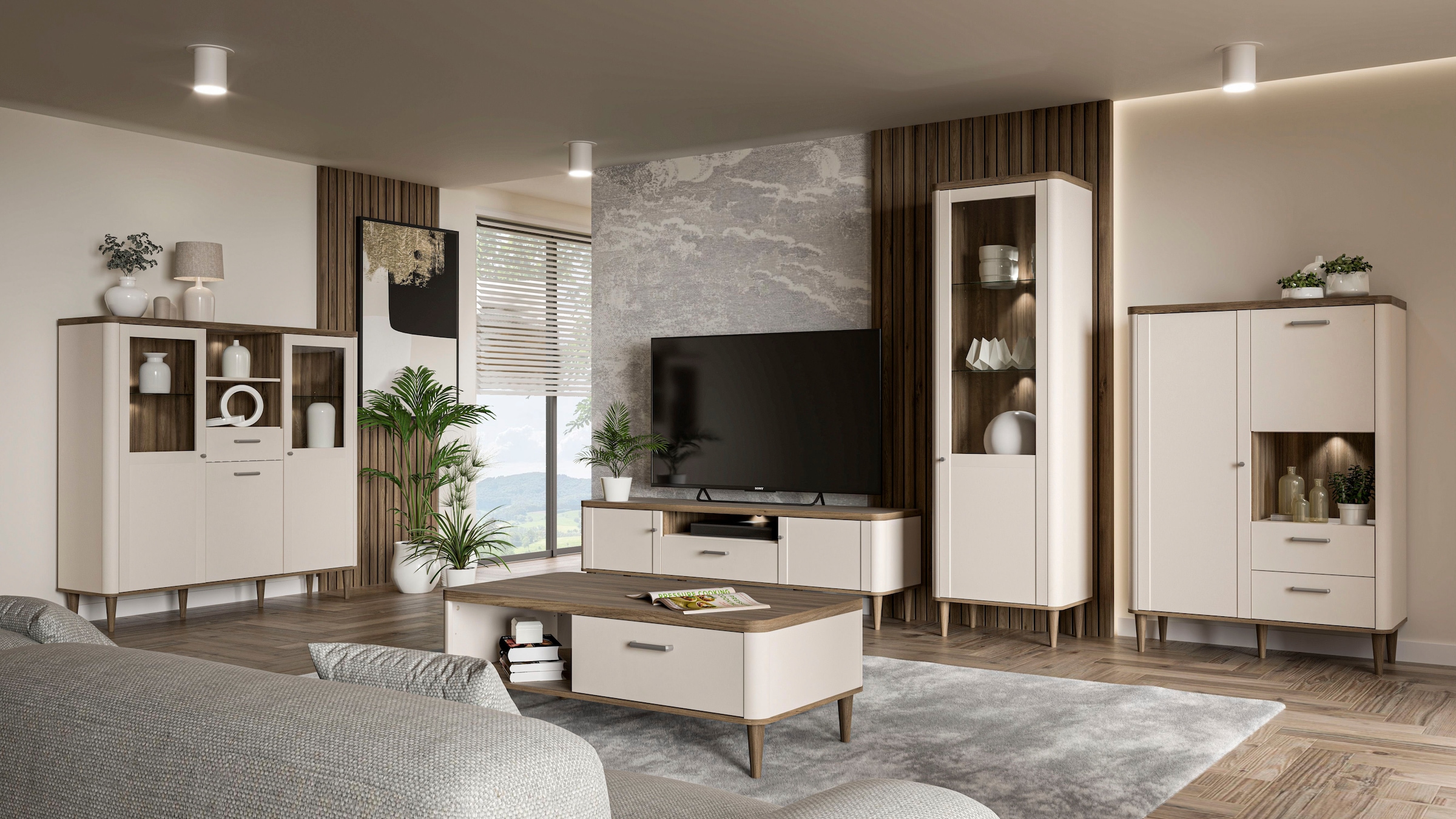 FORTE TV-Board »Lacetti« B/H/T 179,8/53,3/41,2 cm Echtholzfüße