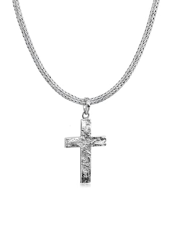 Kuzzoi Kette mit Anhänger »Herren Schlangenkette Kreuz Gehämmert 925 Silber« kaufen