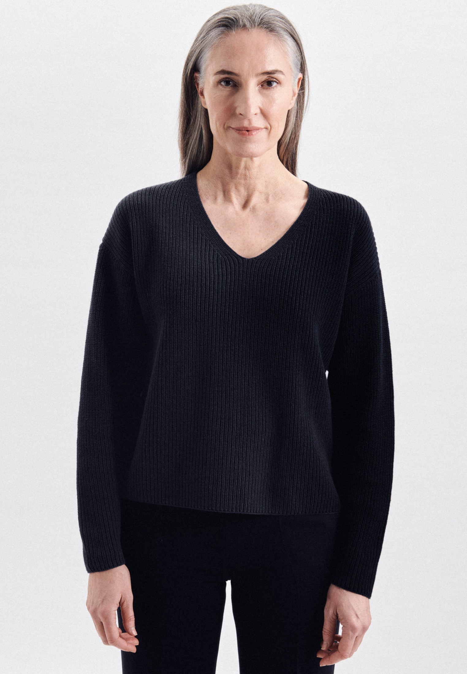 seidensticker V-Ausschnitt-Pullover »Schwarze Rose«, Langarm V-Neck Uni