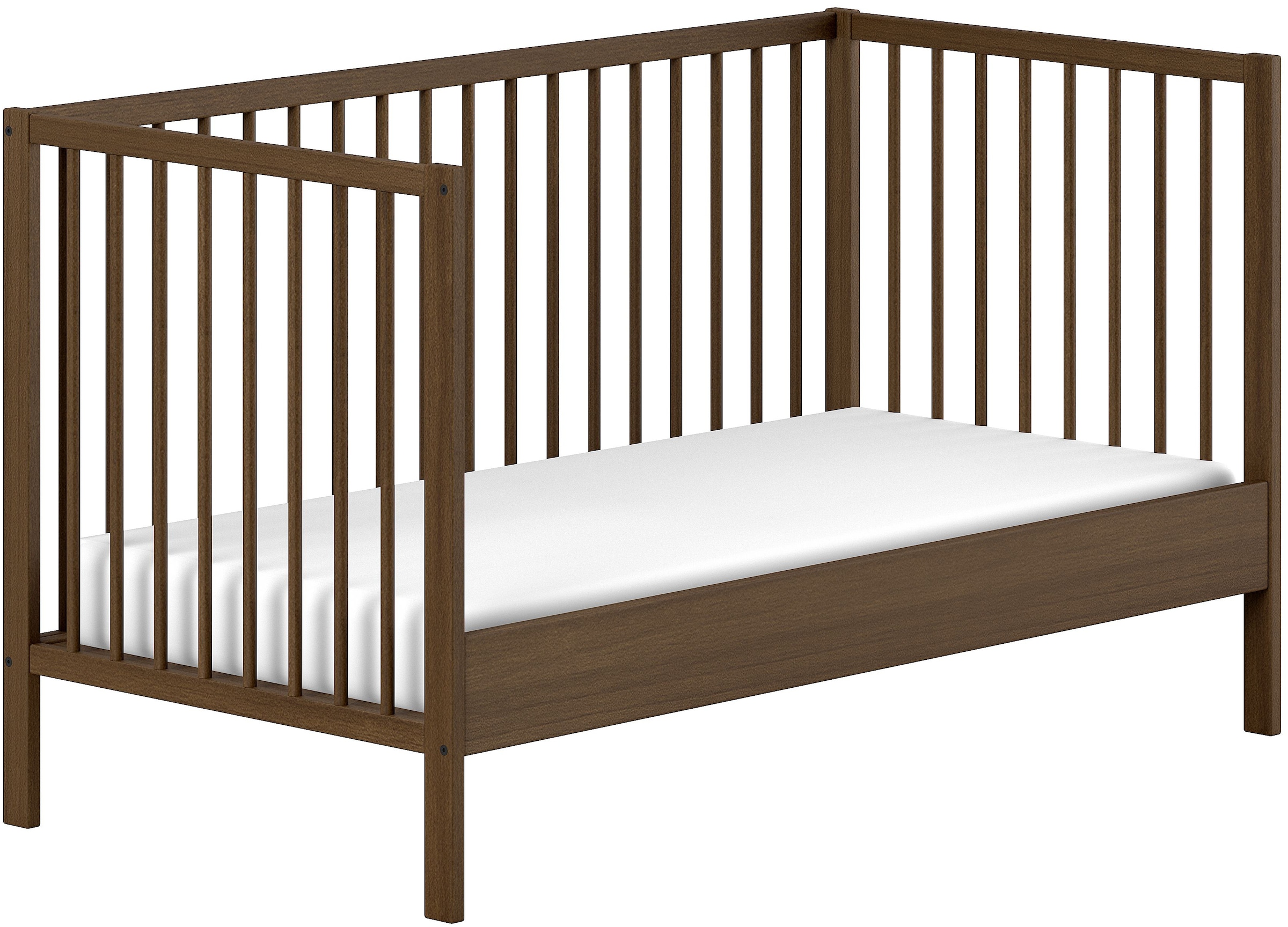 Vipack Babymöbel-Set »DINO, ideal für Ihr Kinderzimmer, Made in Europe, Buche massiv« best. aus Babybett 70/140 umbaubar zum Juniorbett u. Wickelregal, 2 tlg. Liegefläche 3-fach höhenverstellbar, Ausf. Buche Nussbaumfarbig