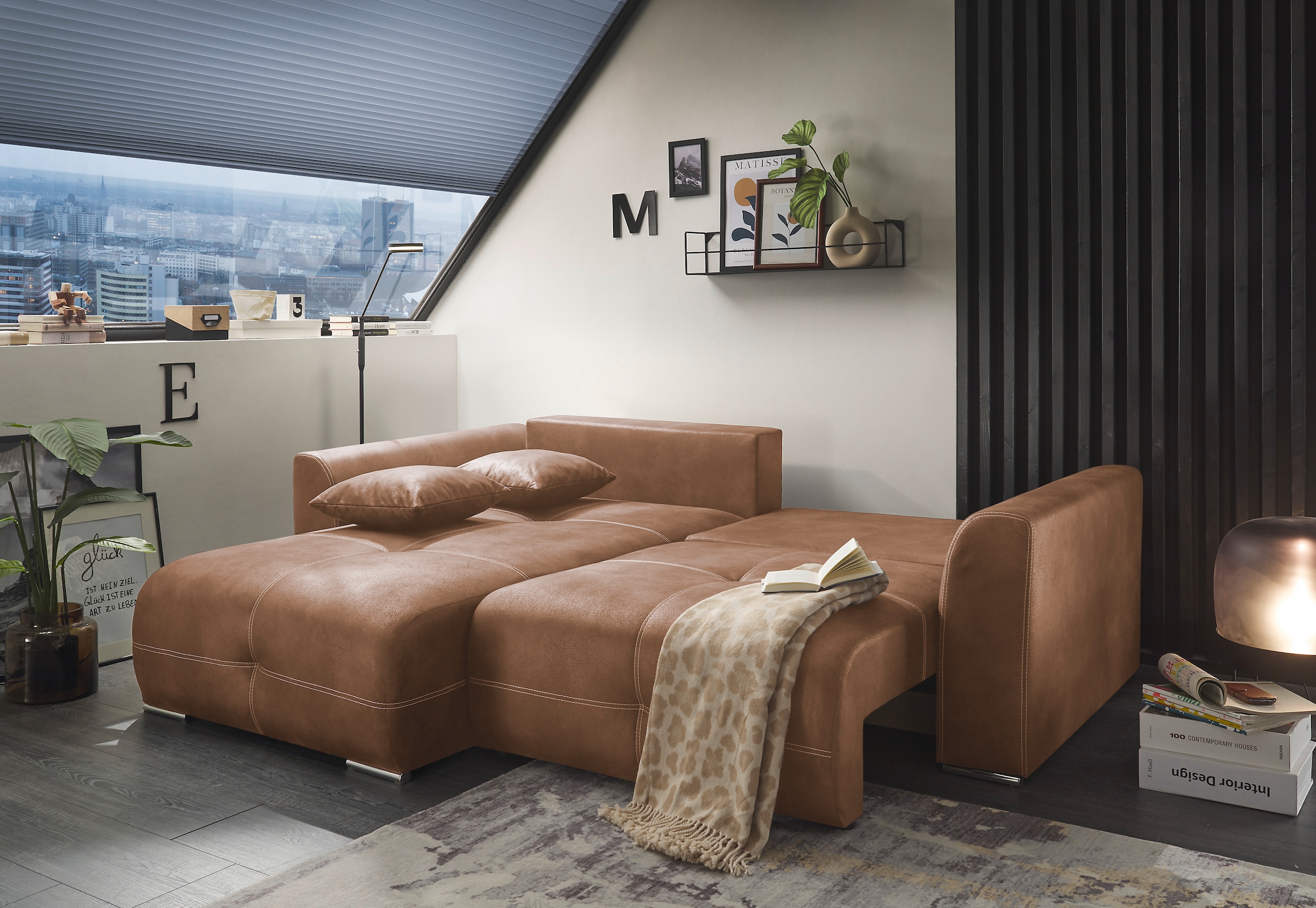 ED EXCITING DESIGN Ecksofa »Dolan L-Form«, mit Bettfunktion und Bettkasten, sowie Rücken- und Zierkissen