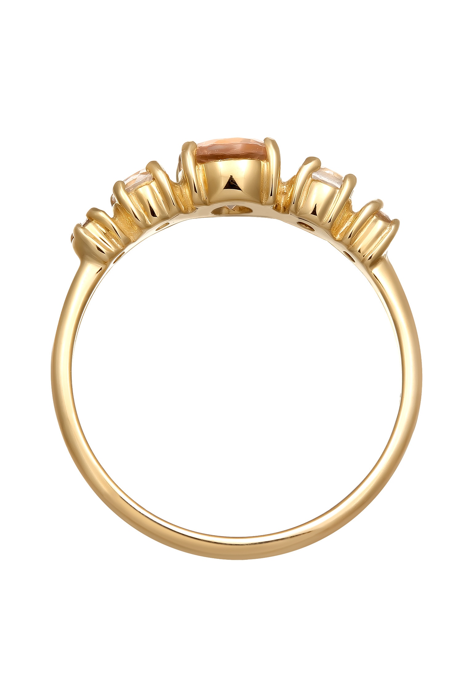 HAZE & GLORY Silberring »Ring Laborgezüchtete Diamanten (0.03 ct) Morganit 375 Gelbgold«