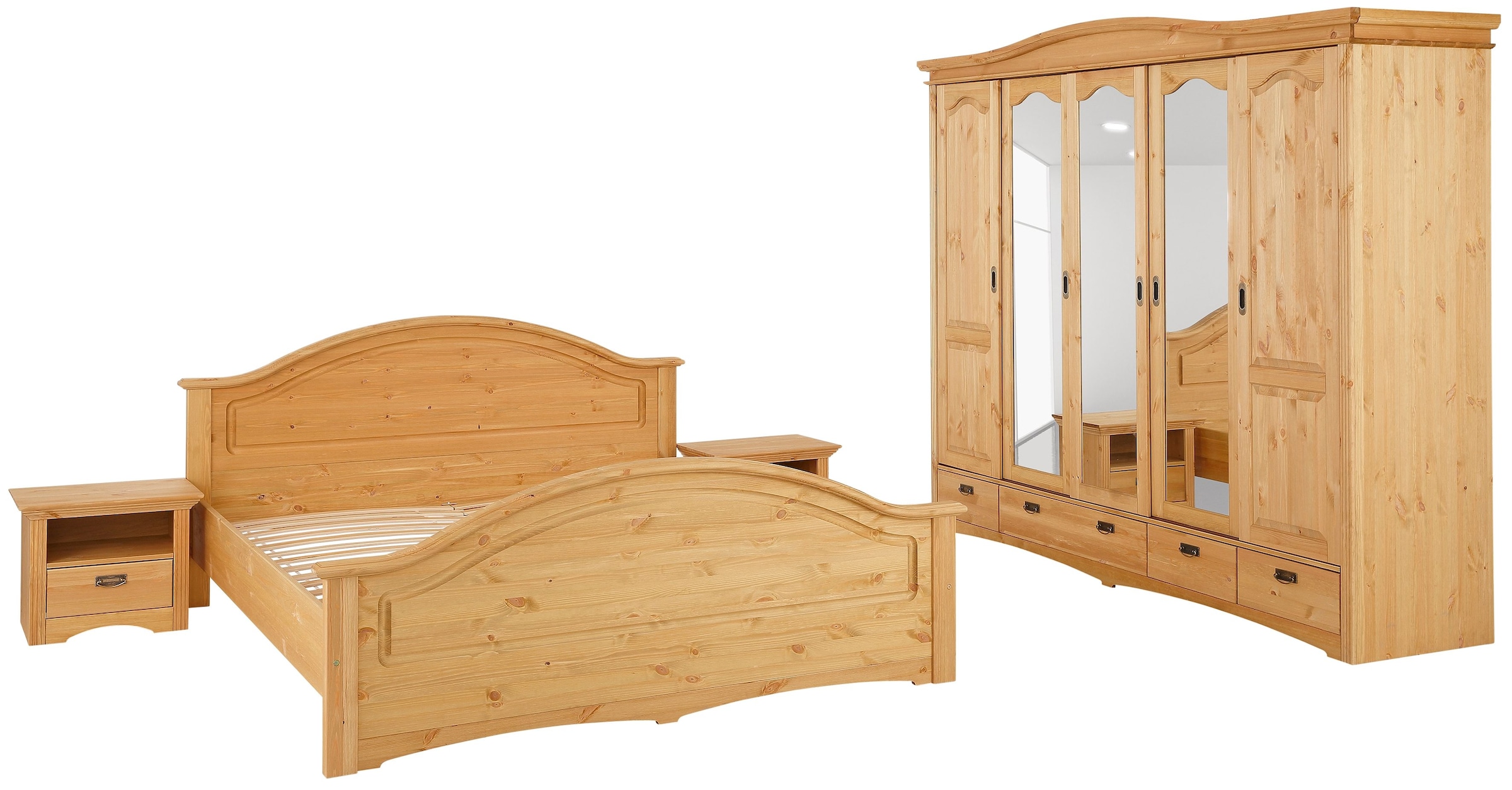 Schlafzimmer-Set »"Konrad", komplettes Schlafzimmer mit großem Schrank«, (Set, 4 St.,...