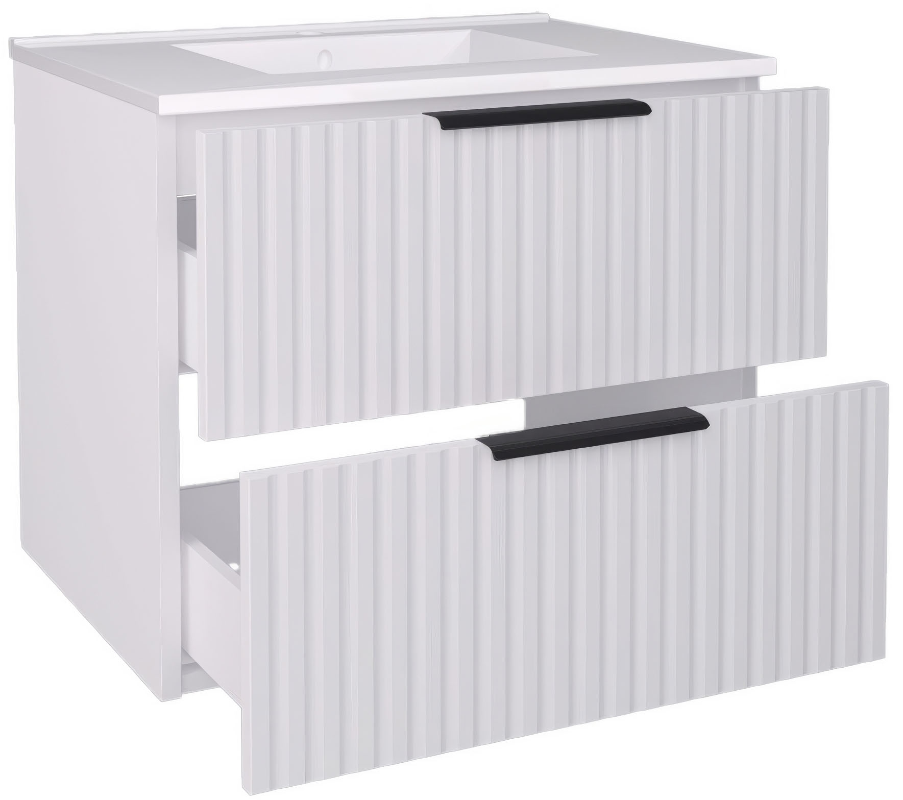 welltime Waschtisch »TIBU mit Waschbecken. 2 Schubladen. 2 Breiten (60/80cm) und 4 Farben« Badschrank mit Waschbecken, Softclose, Maße B/H/T: 61/53/47 cm