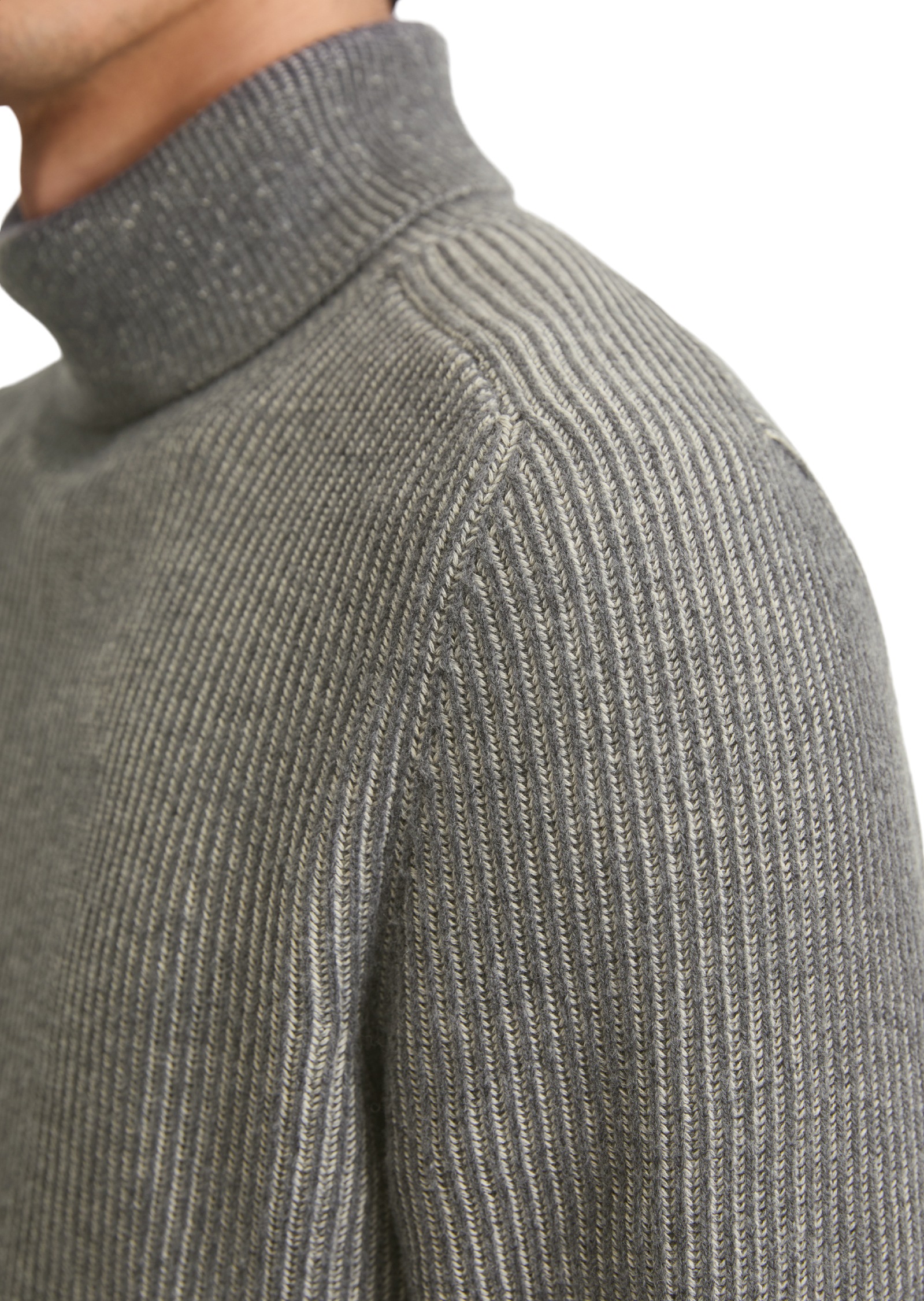 Marc O'Polo Rollkragenpullover, aus Baumwoll-Schurwoll-Mix, regular fit, Bi-Color