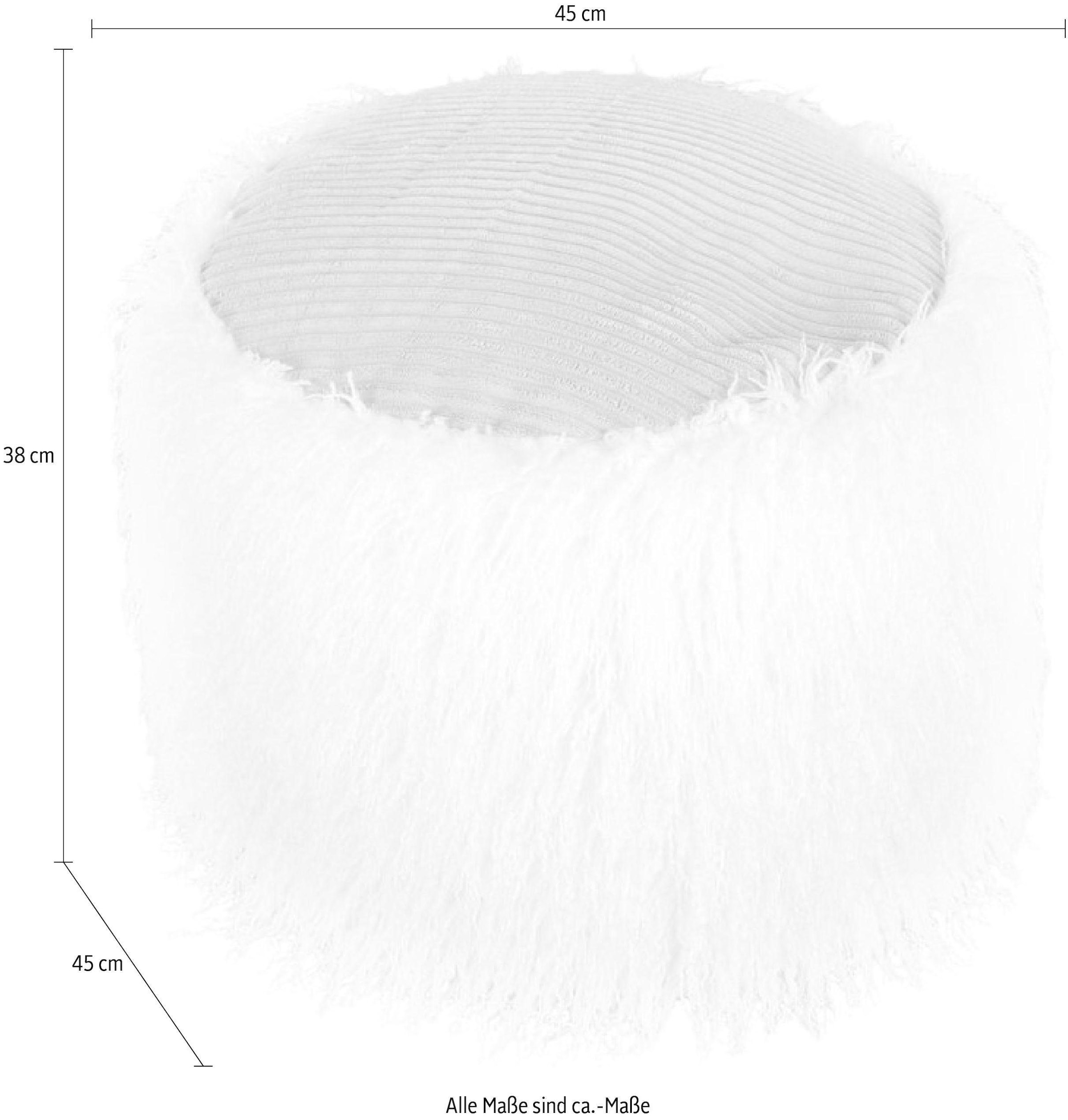 Kayoom Pouf »Fellpouf Bobtail 125, Fellhocker in zweifarbigem Design«, (1 St.), modern, dekorativ, kindersicherer Reißverschluss an der Unterseite