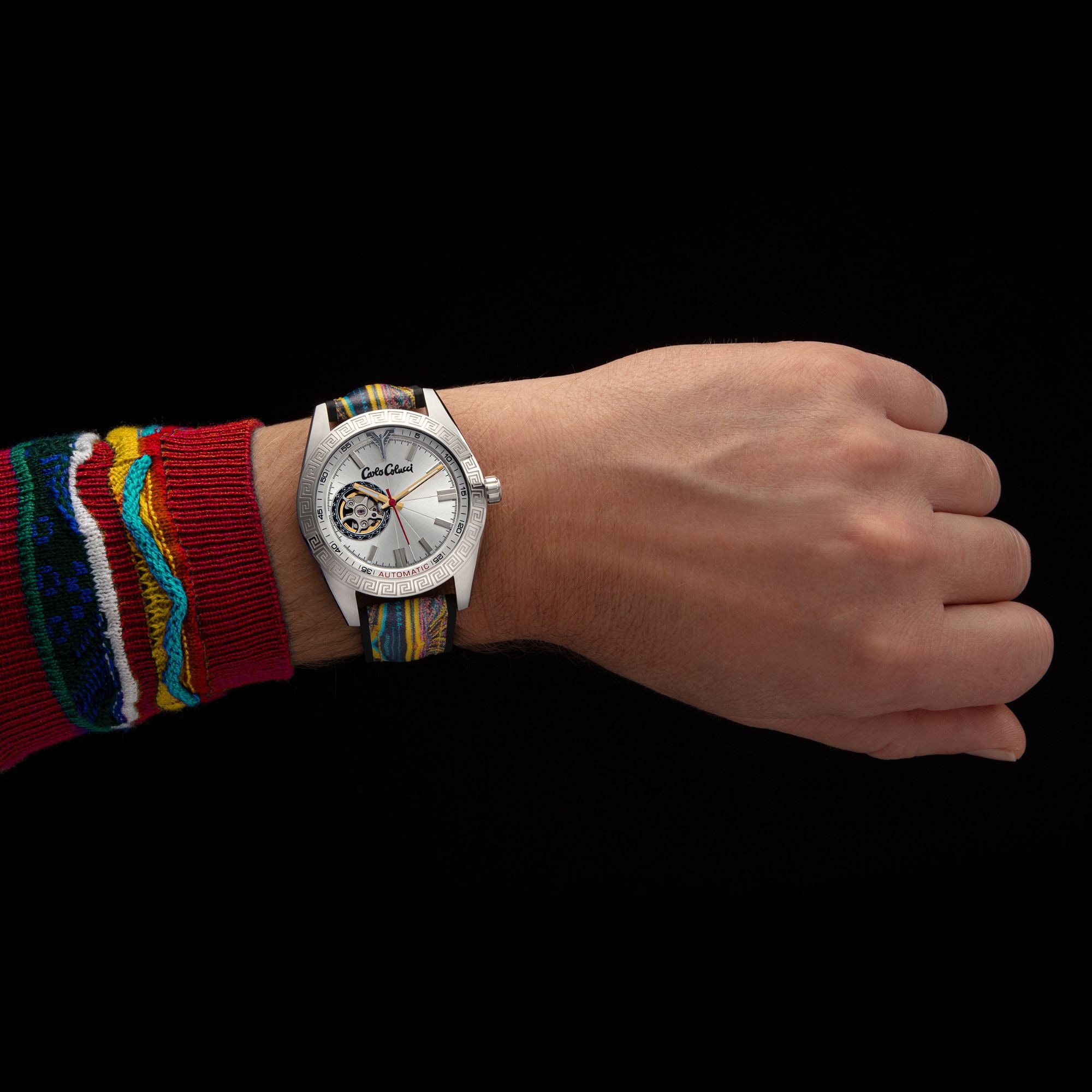 CARLO COLUCCI Automatikuhr Armbanduhr, Herrenuhr, Mechanische Uhr, Silikonarmband, analog