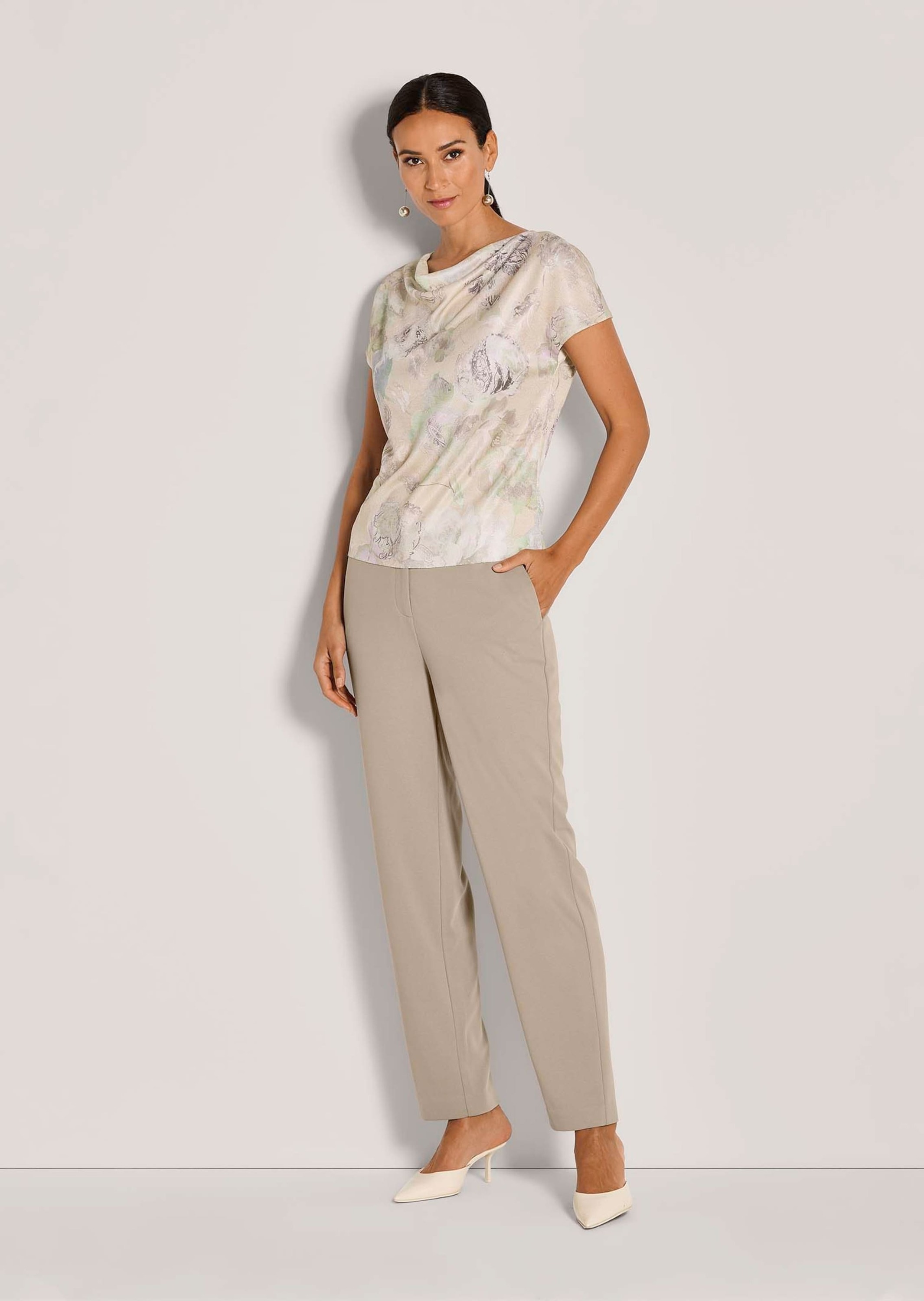 MADELEINE Longpullover »Stricktop Elegantes Viskoseshirt mit Wasserfallkragen« Überlappende Schultern