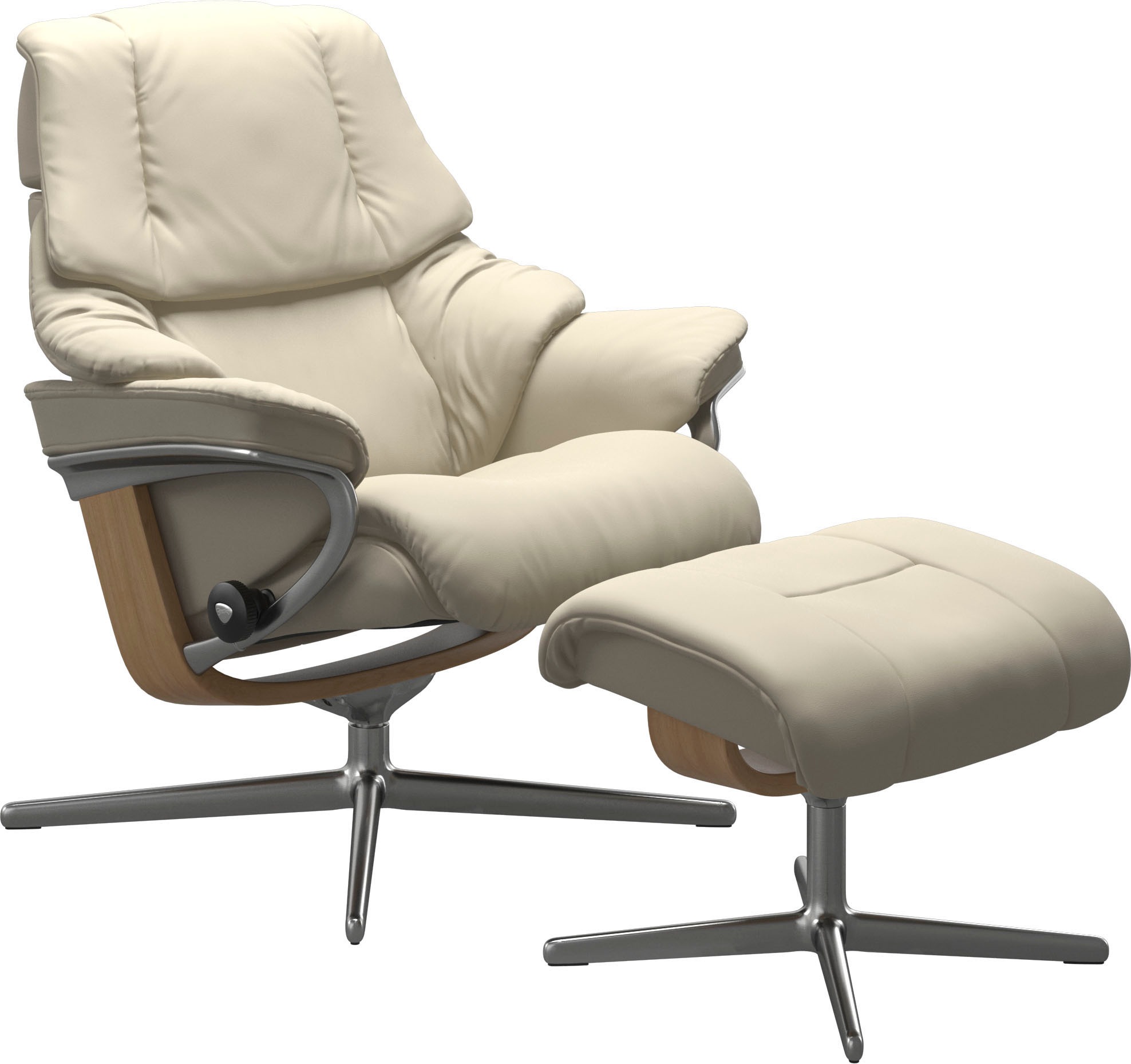 Stressless® Relaxsessel »Reno«, (Set, Relaxsessel mit Hocker), mit Hocker, mit Cross Base, Größe S, M & L, Holzakzent Eiche